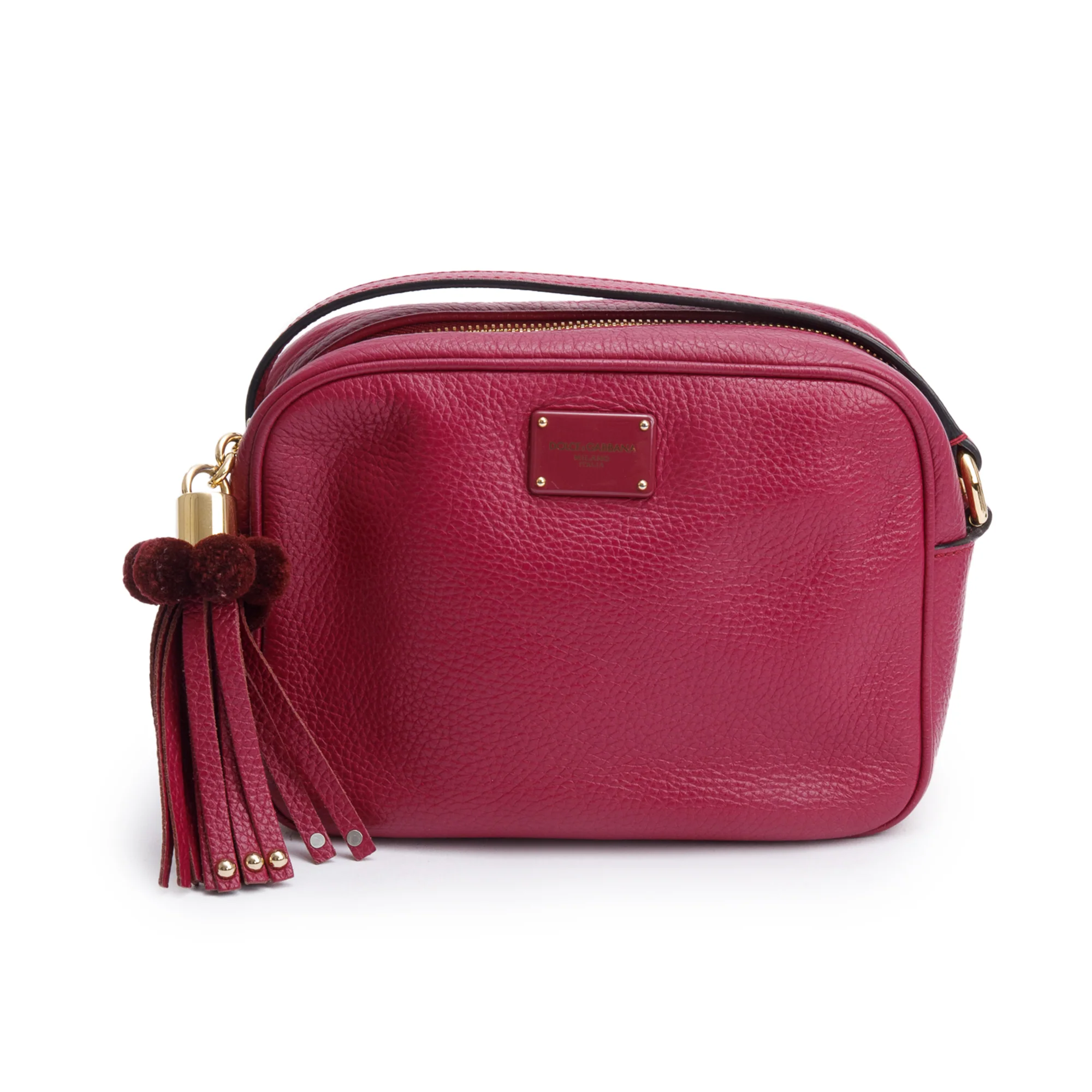 Dolce & Gabbana Purple Calfskin Leather Pom Pom Glam Camera Crossbody Bag - Image 3