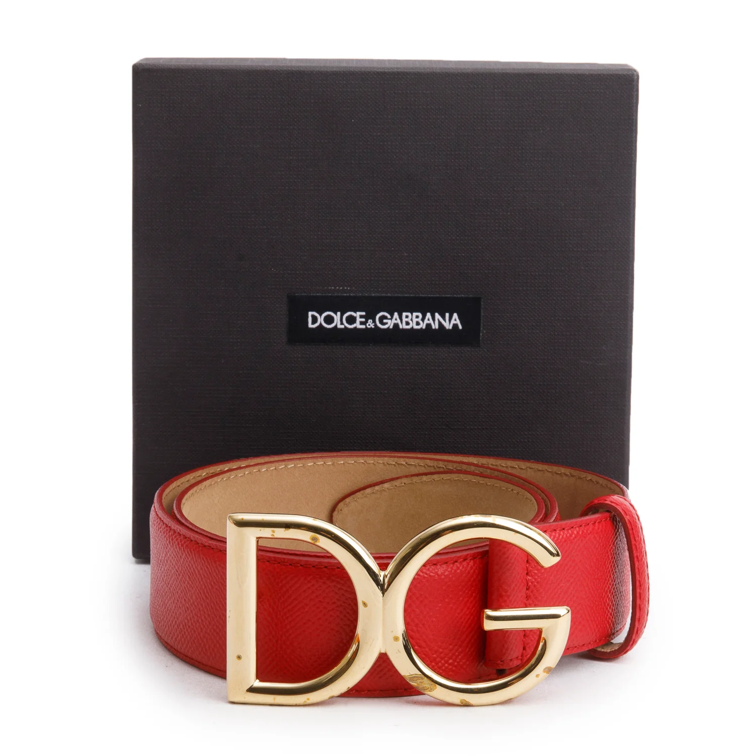 Dolce & Gabbana Red Calf Leather DG Logo 40MM Belt 85 34 w/ Box - Image 2