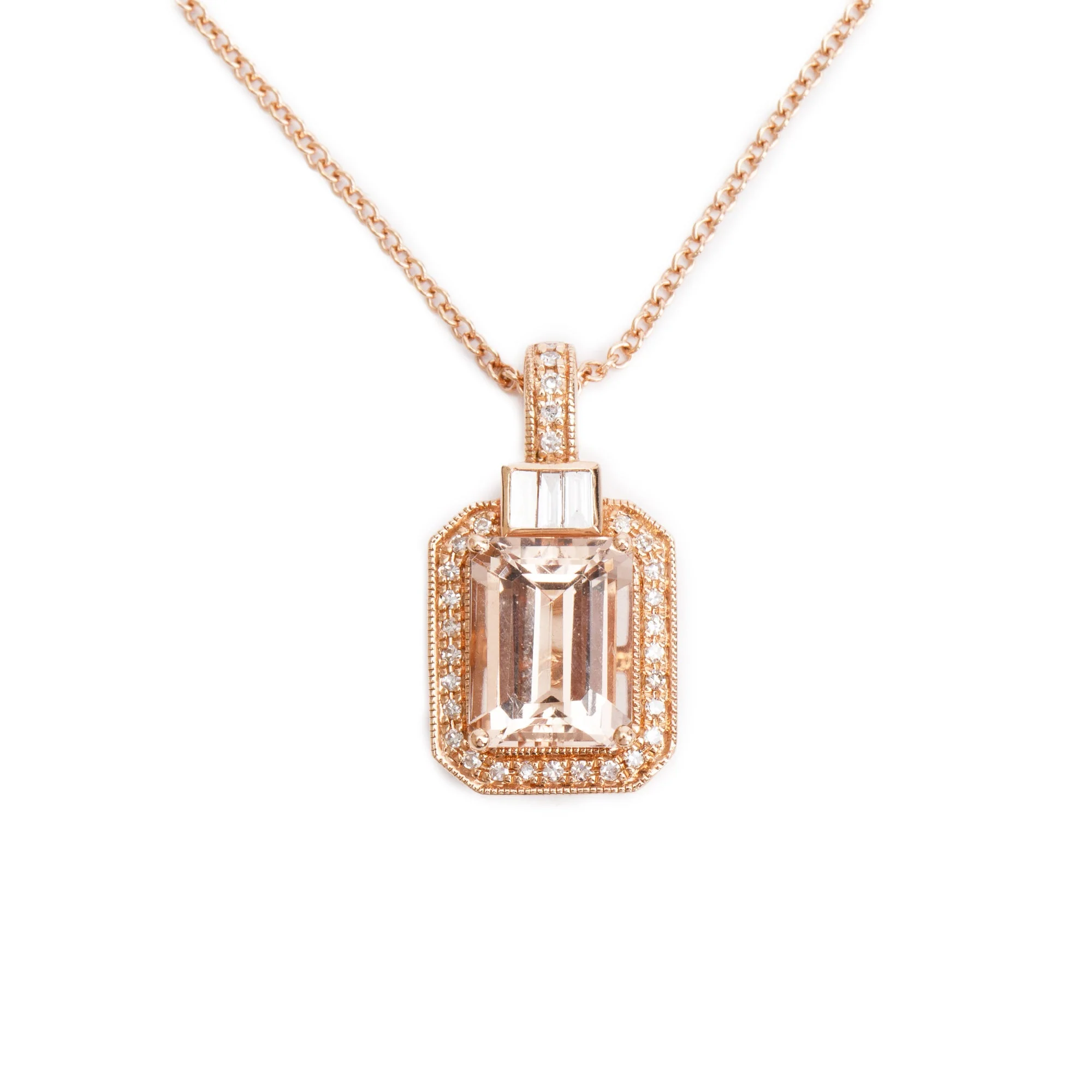 Effy 14k Rose Gold Morganite & Diamond Pendant Necklace - Image 2