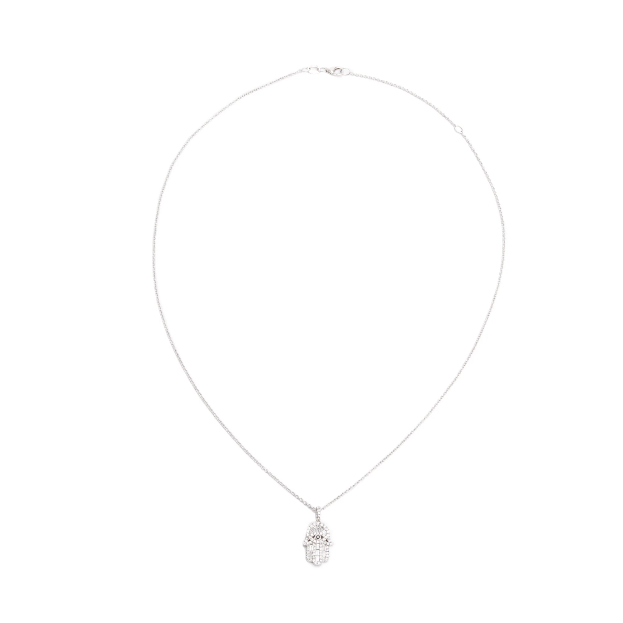 Effy 14k White Gold Black & White Diamond Hamsa Pendant Necklace