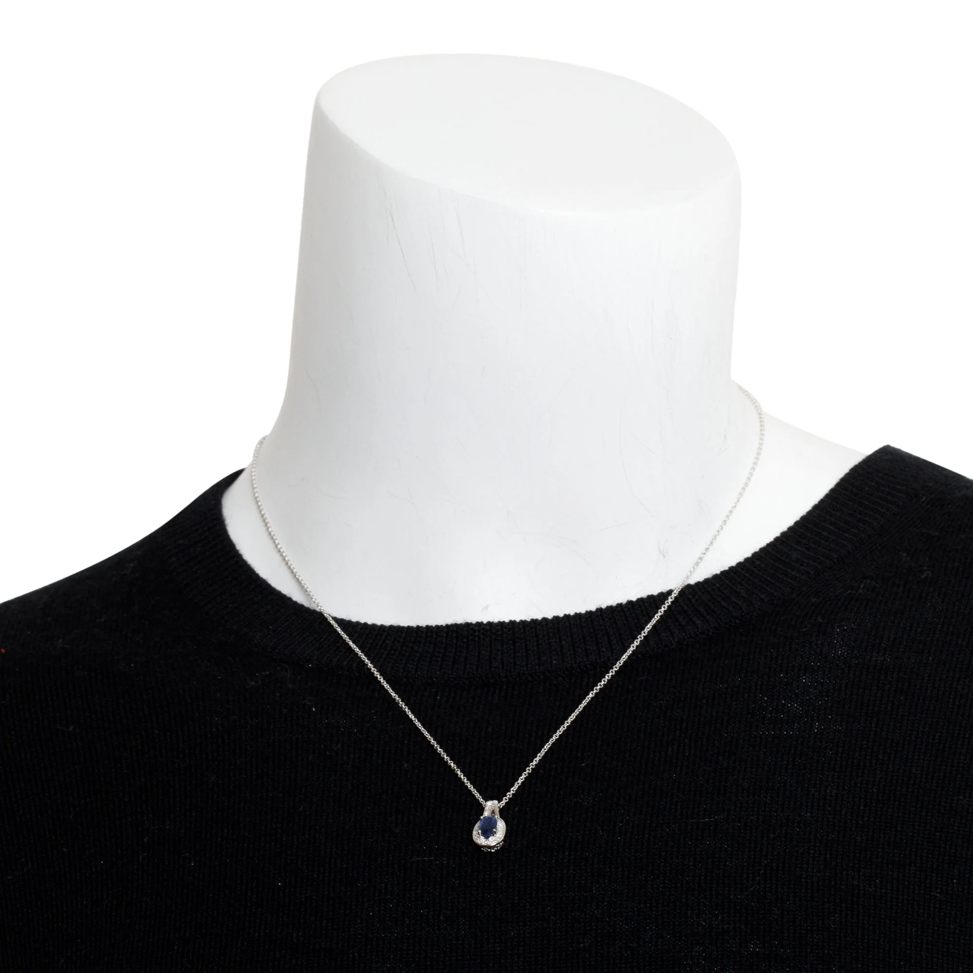 Effy 14k White Gold Sapphire & Diamond Pendant Necklace - Image 2