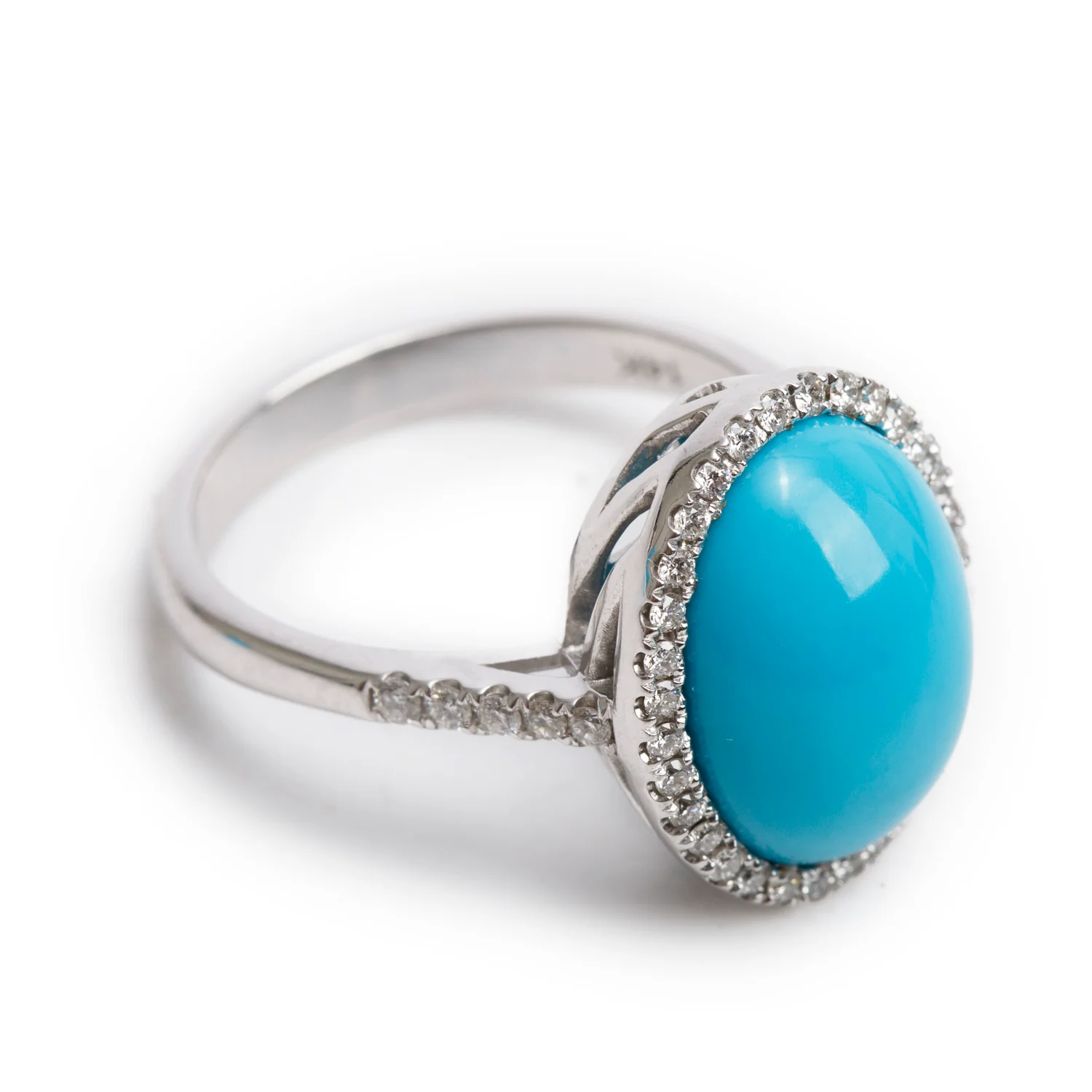 Effy 14k White Gold Turquoise & Diamond Ring, Size 7 w/ Box - Image 3