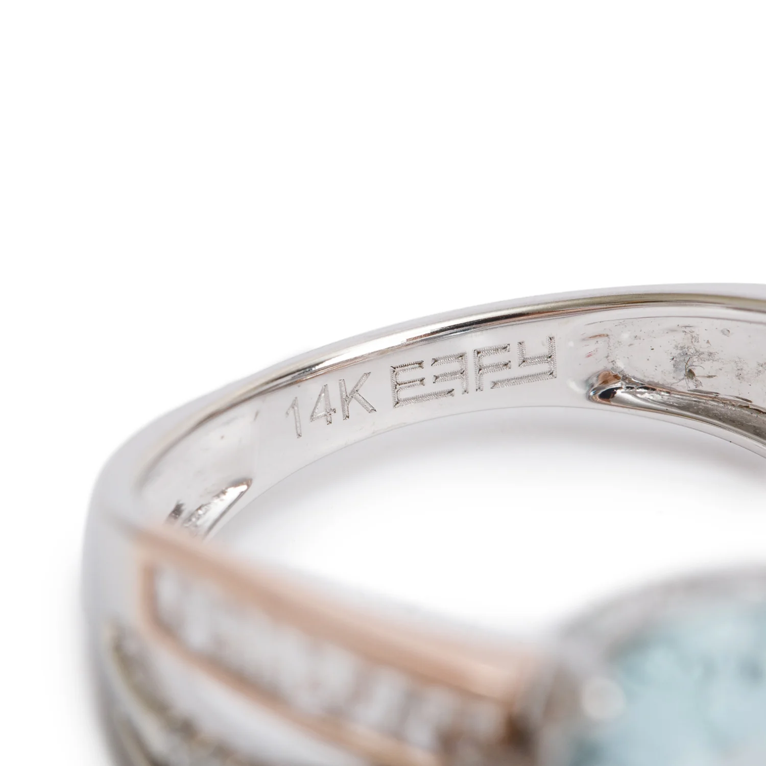 Effy 14k White & Rose Gold Aquamarine & Diamond Ring, Size 7 - Image 3