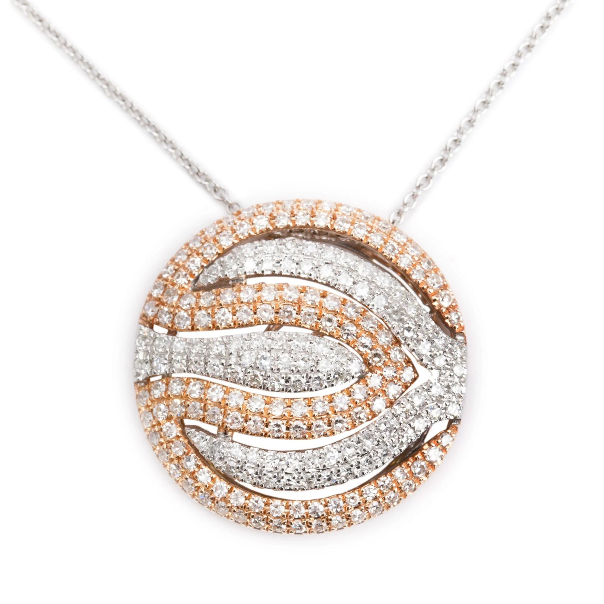 Effy 14k White & Rose Gold Pave Diamond Round Pendant Necklace - Image 3