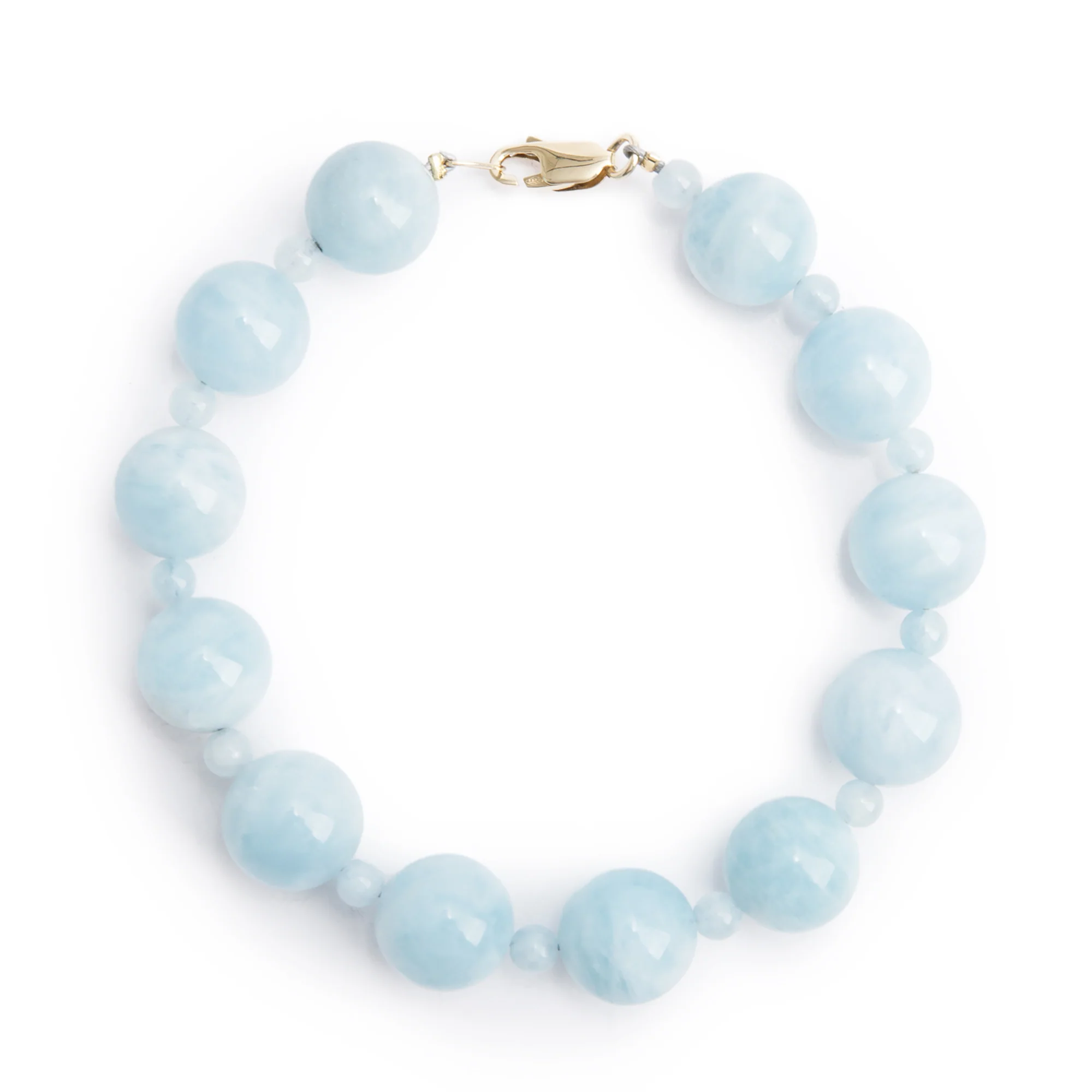 Effy 14k Yellow Gold Aquamarine Beaded Bracelet w/ Box