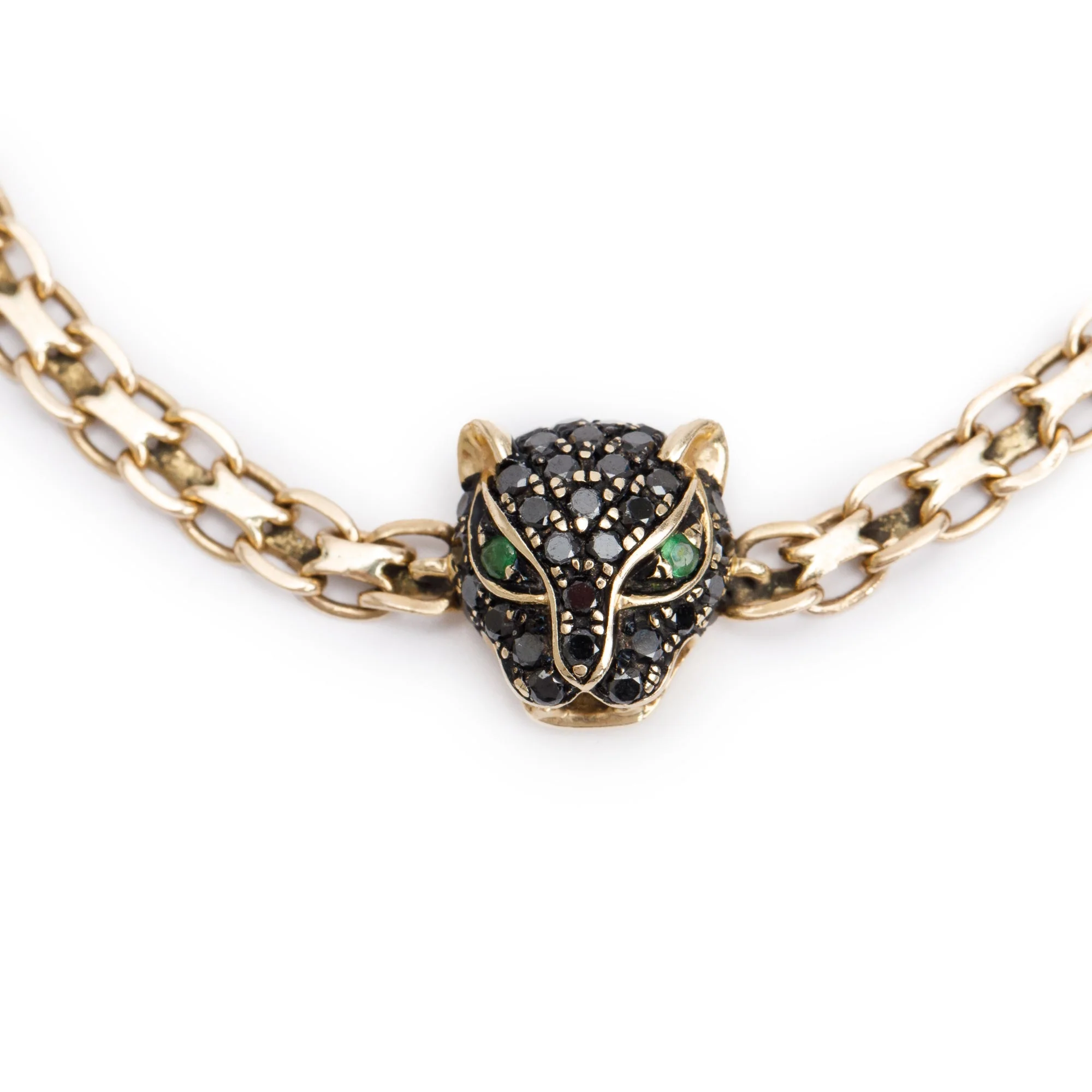 Effy 14k Yellow Gold Black Diamond & Tsavorite Panther Bracelet - Image 2
