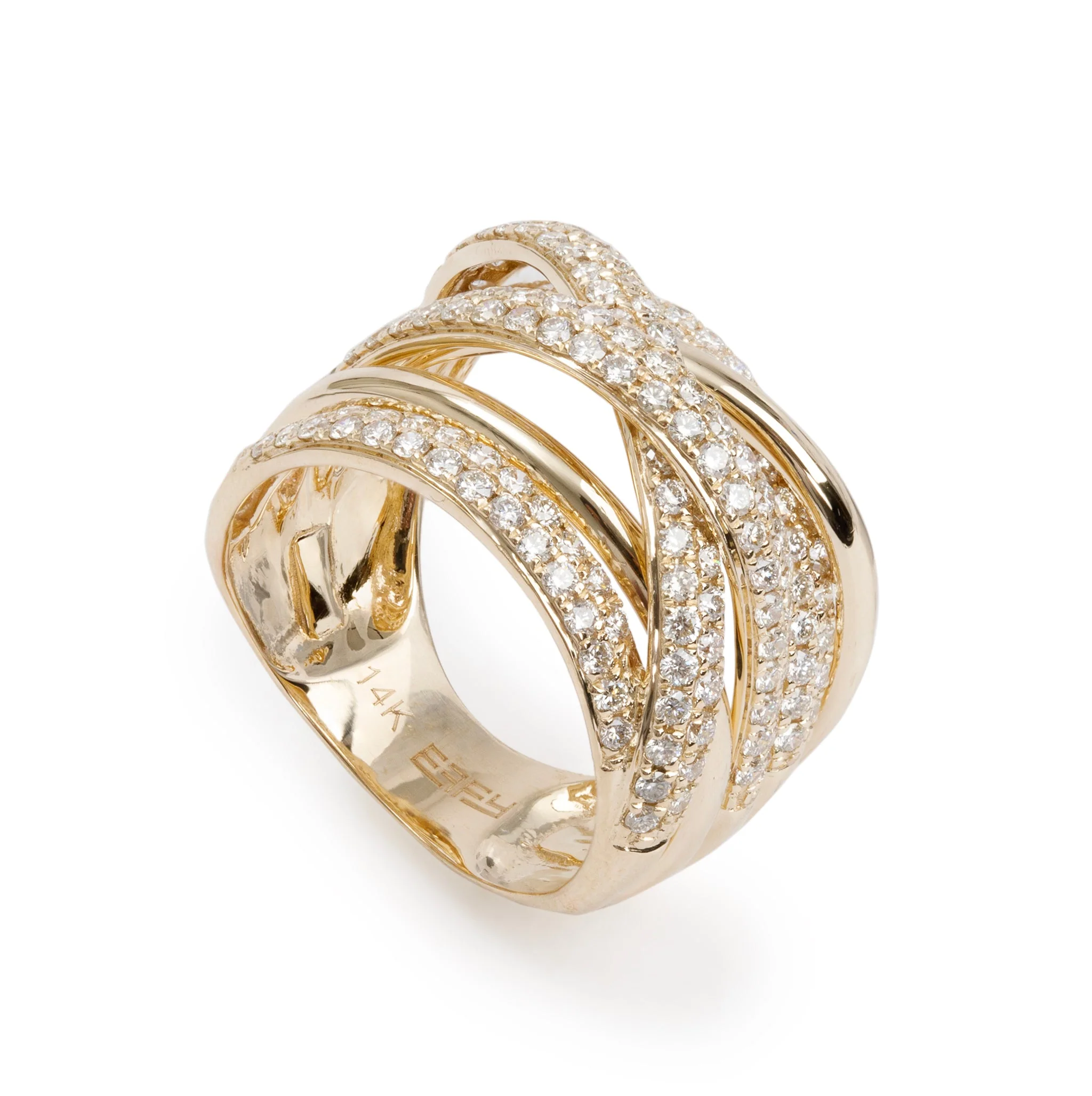 Effy 14k Yellow Gold Diamond Crossover Ring, Size 7 - Image 3