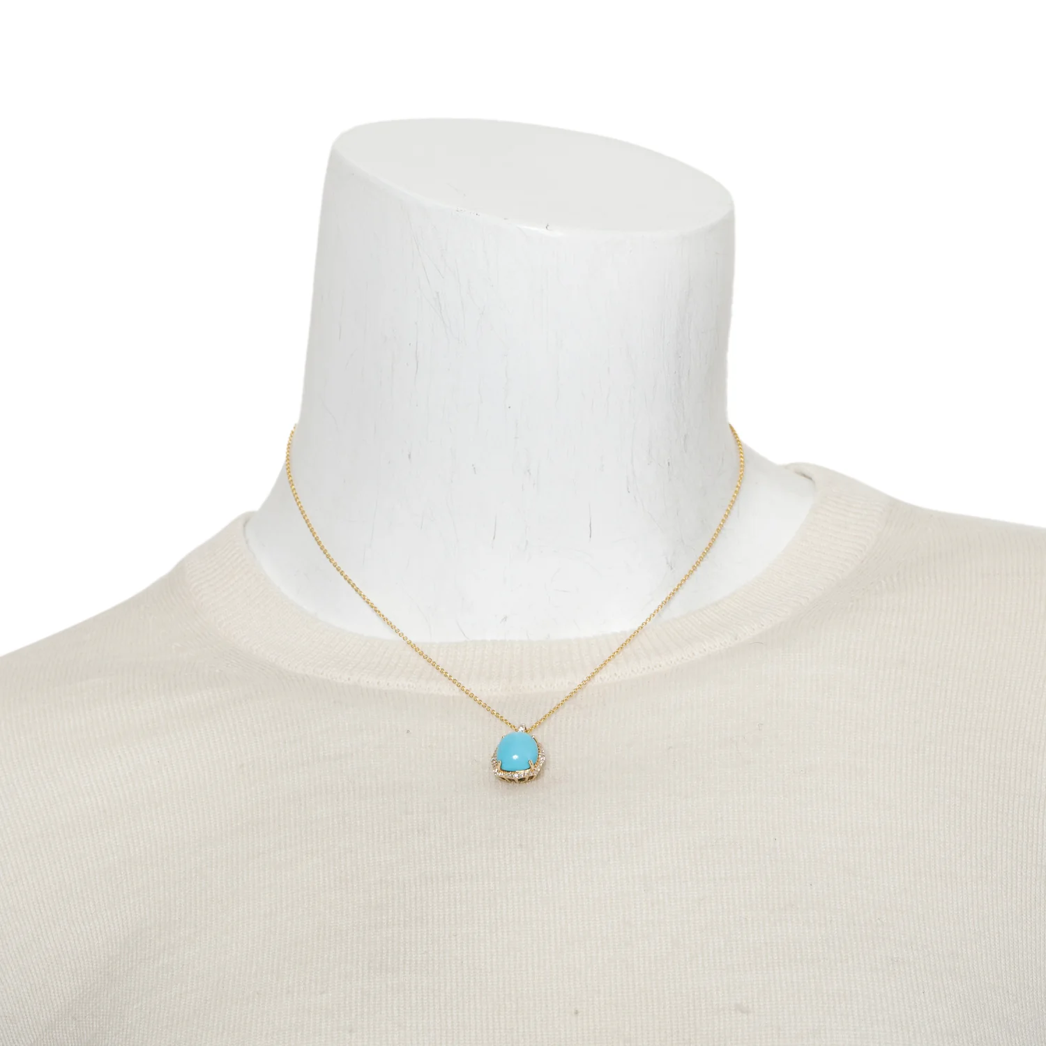 Effy 14k Yellow Gold Turquoise & Diamond Pendant Necklace w/ Box - Image 2