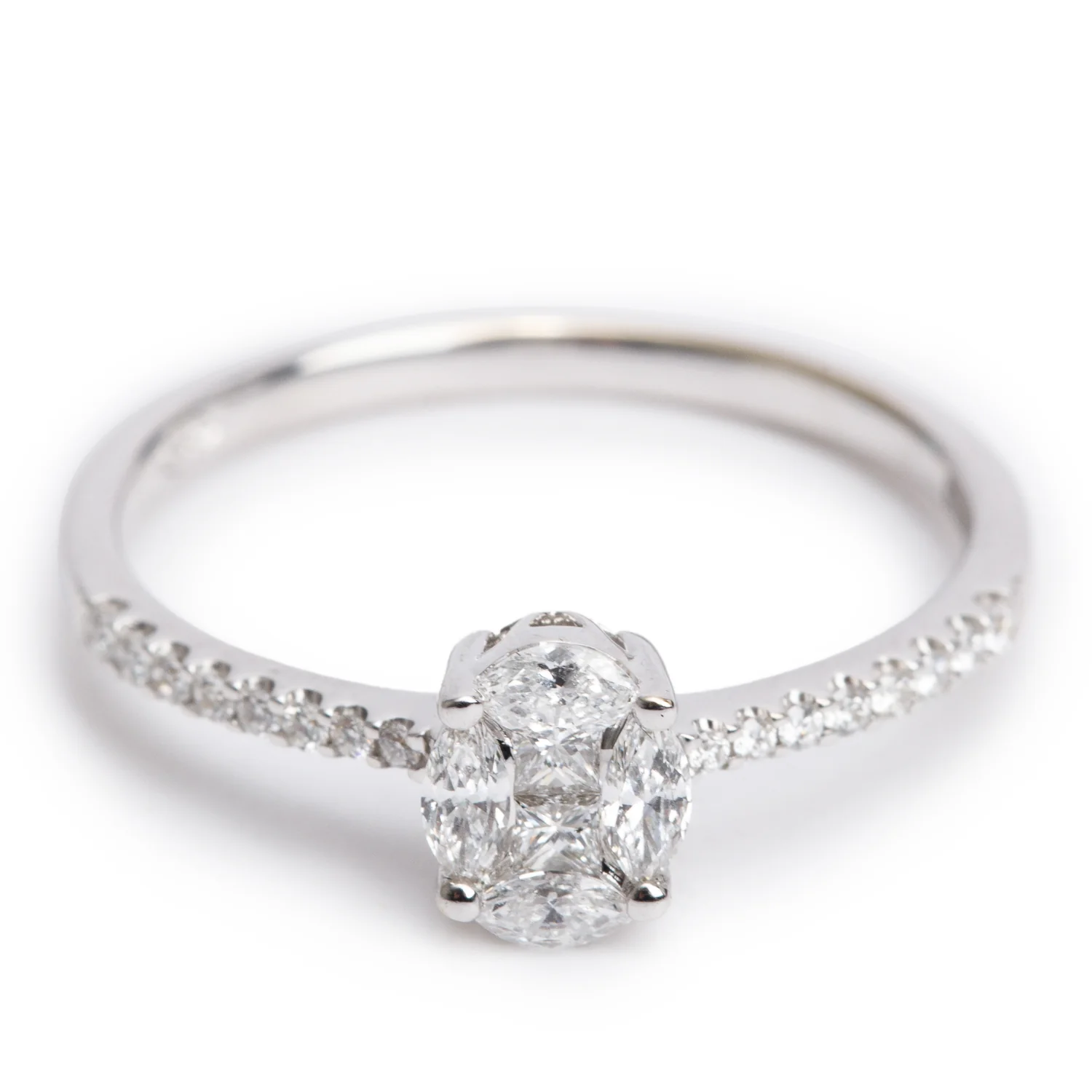 Effy 18k White Gold Cluster Diamond Engagement Ring, Size 7.5 - Image 2