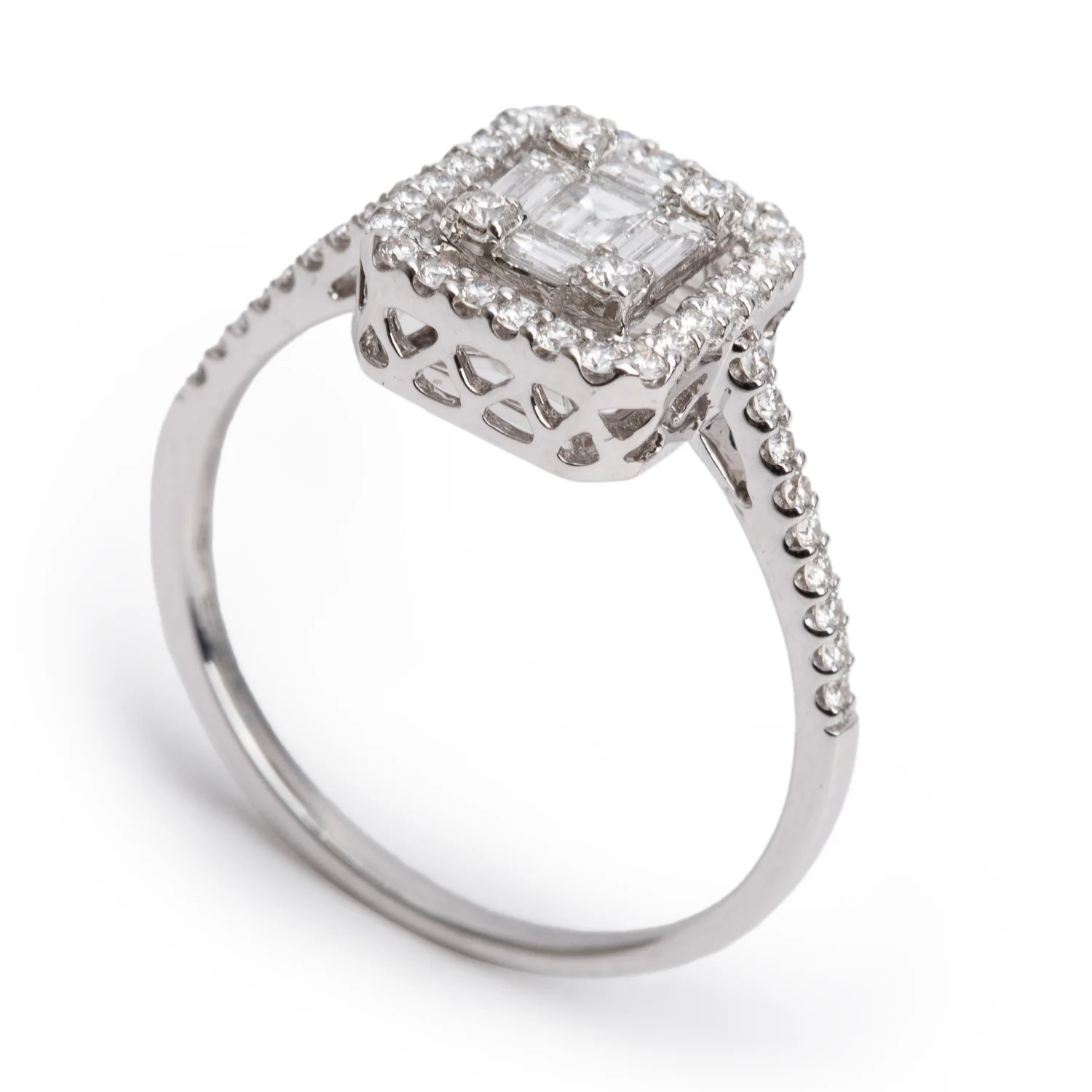 Effy 18k White Gold Diamond Illusion Setting Engagement Ring, Size 6.5 - Image 6