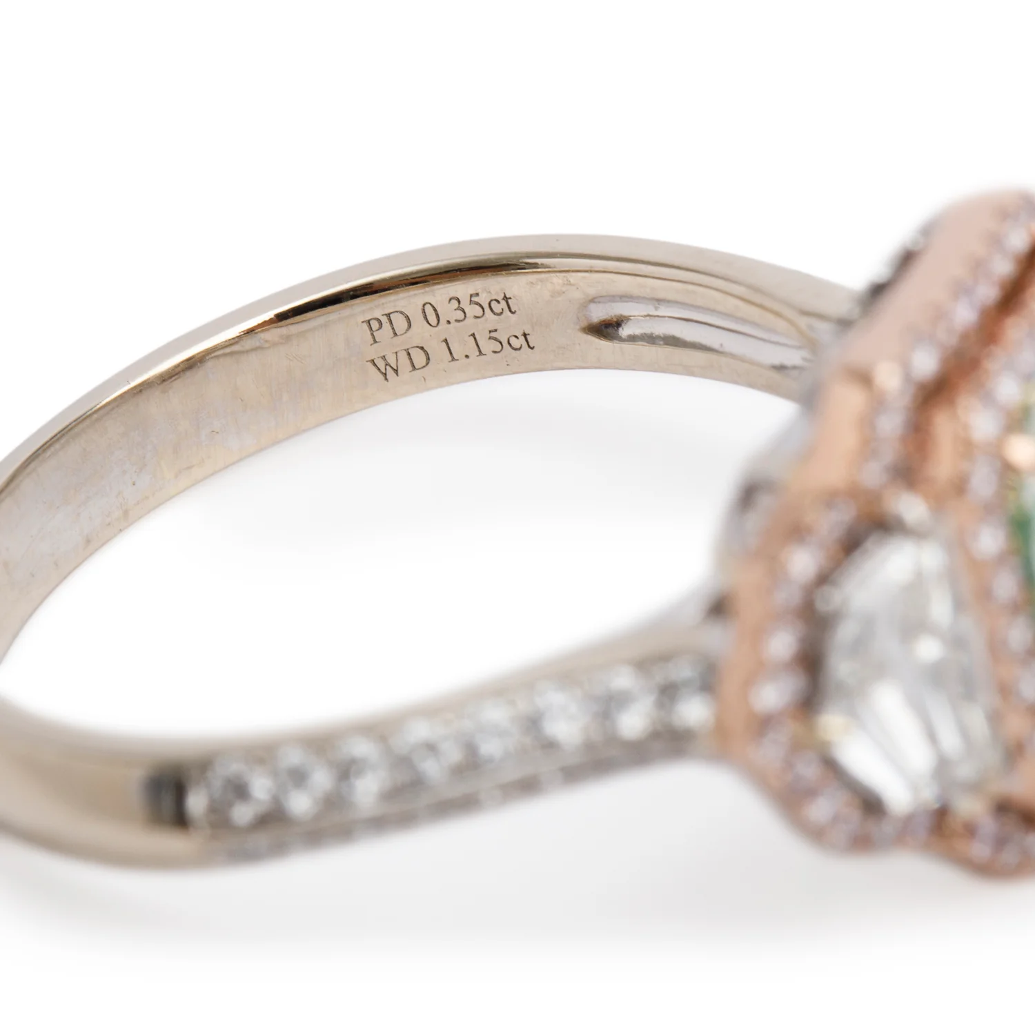 Effy 2023 14k White and Rose Gold 3.02 ct. Cushion Shaped Natural Green Diamond Cocktail Ring, Size 9.25 w/ Box, Receipt & GIA Report - Image 4