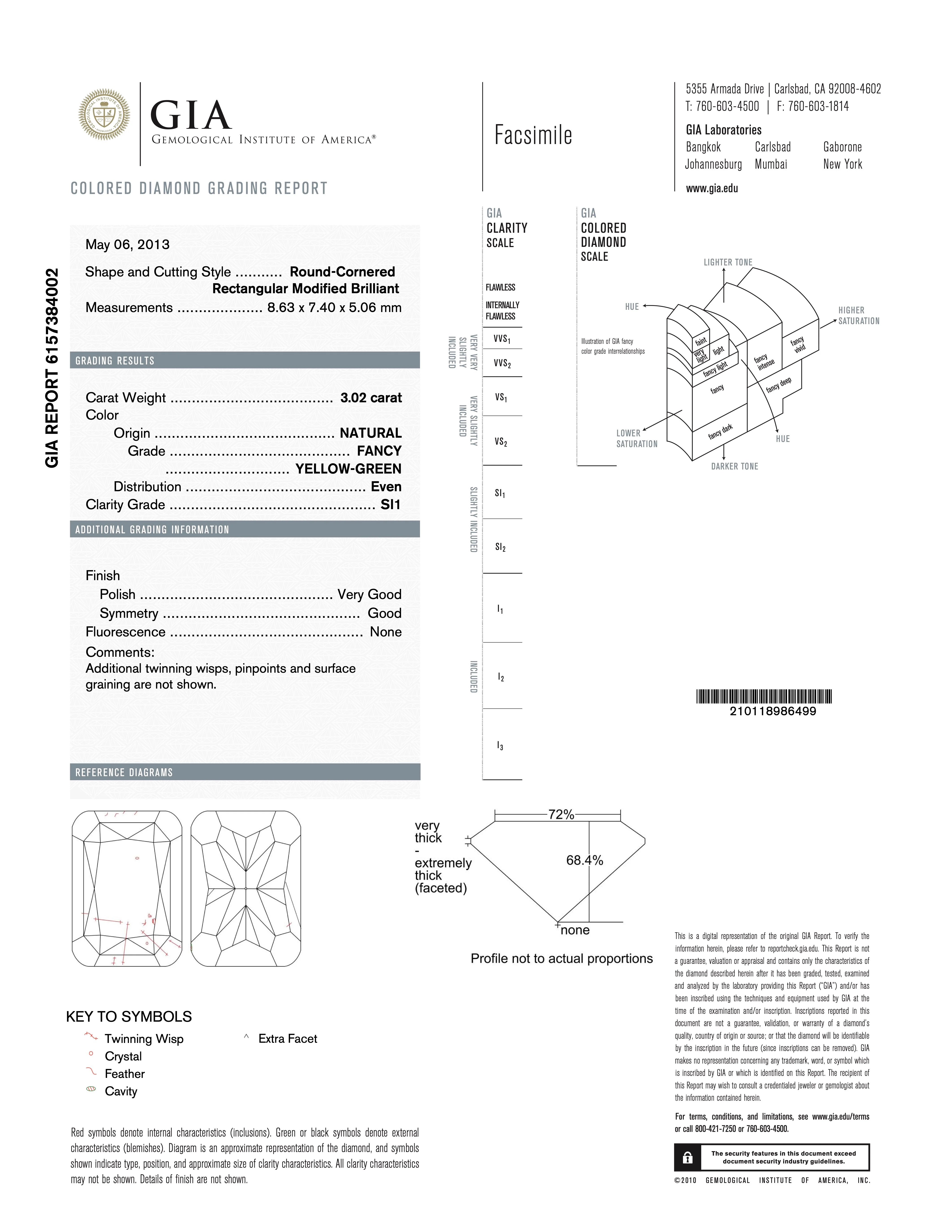 Effy 2023 14k White and Rose Gold 3.02 ct. Cushion Shaped Natural Green Diamond Cocktail Ring, Size 9.25 w/ Box, Receipt & GIA Report - Image 7