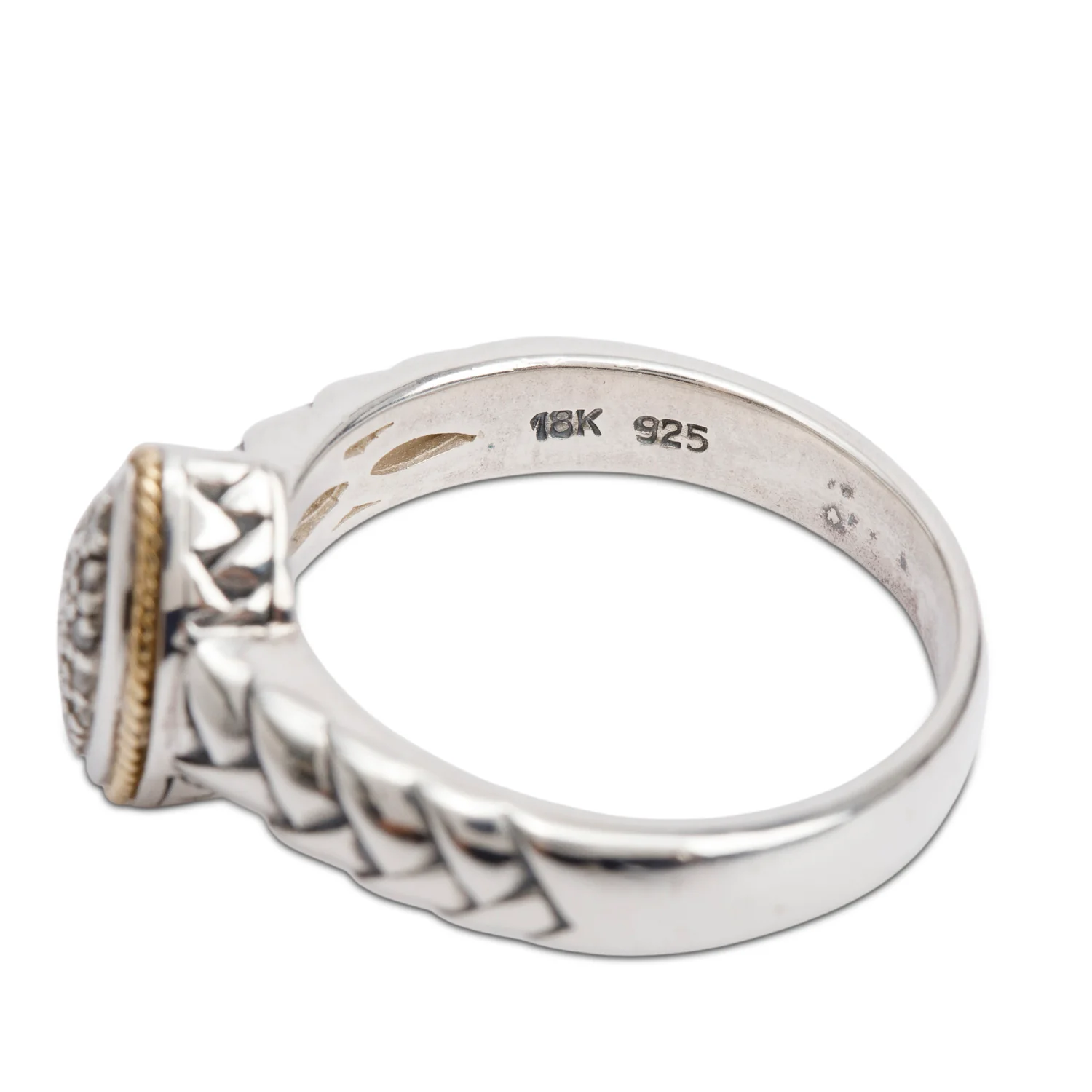Effy Sterling Silver & 18k Yellow Gold Diamond Marquise Top Ring, Size 7 - Image 3