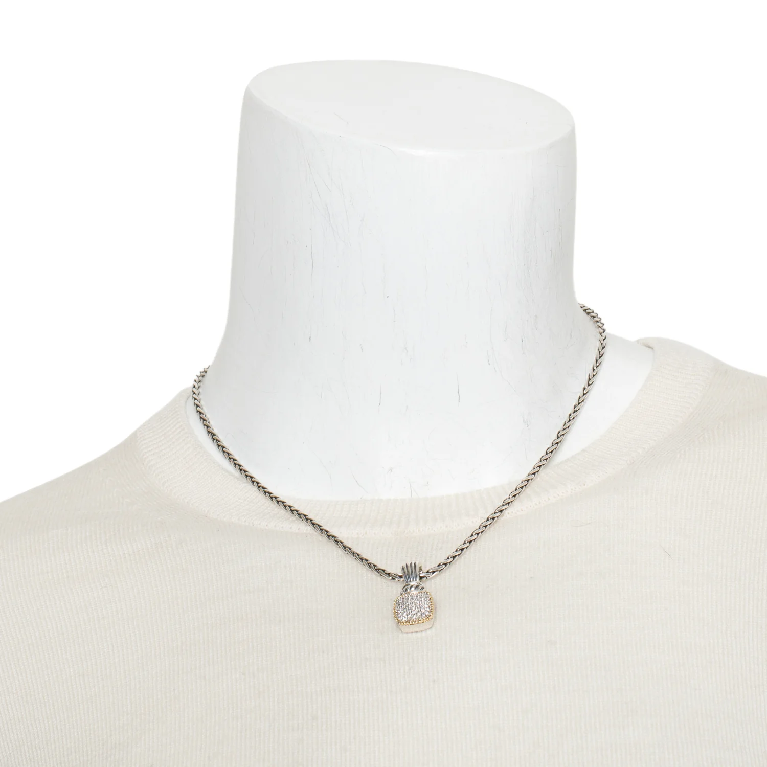 Effy Sterling Silver and 18k Yellow Gold Pave Diamond Enhancer Pendant Necklace - Image 2