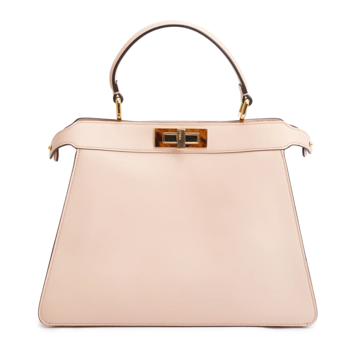 Fendi 2022 Pink Calfskin Leather Medium Peekaboo Bag with Tortoise Detail w/ Strap & Box - Image 6