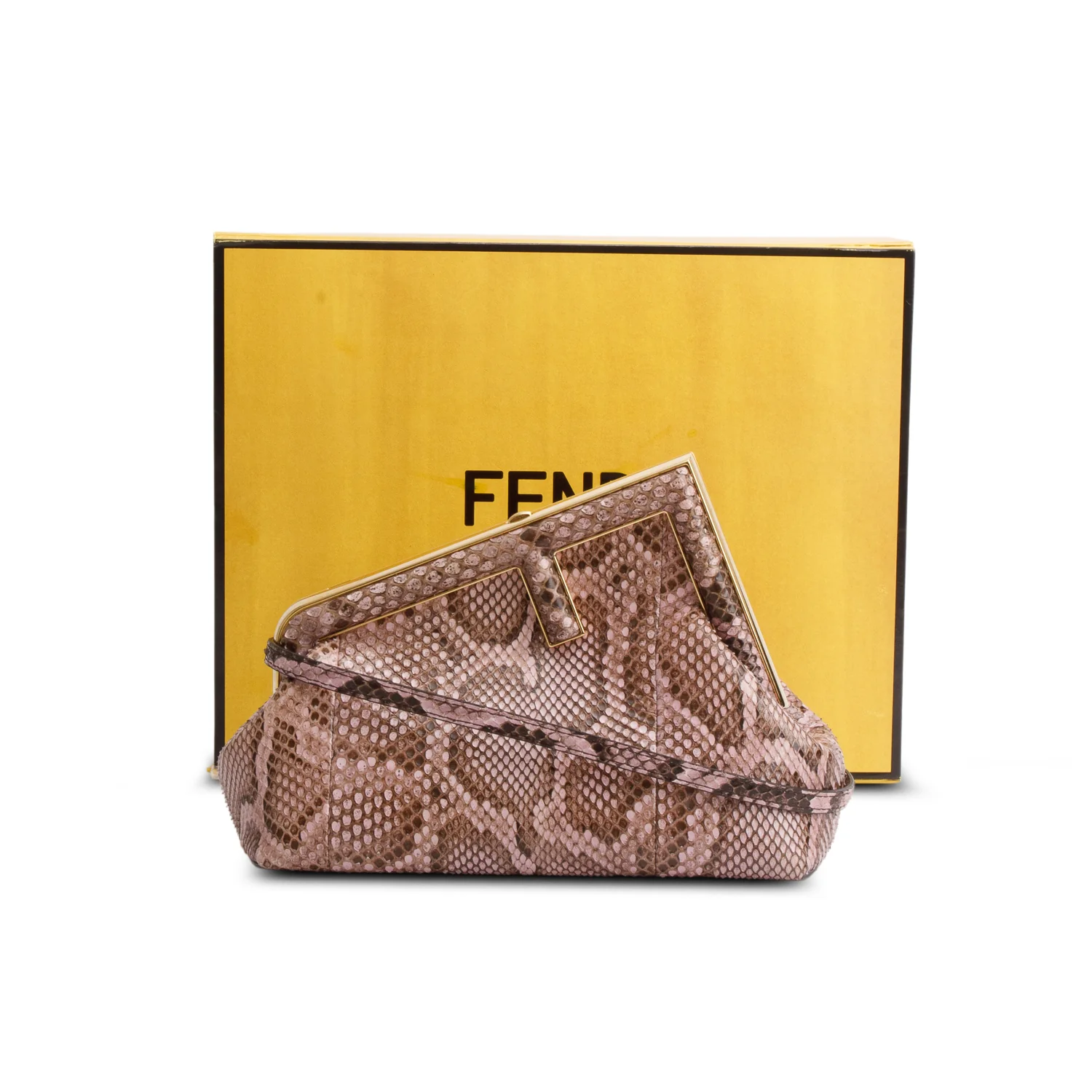 Fendi 2022 Pink Python Small Fendi First w/ Box, Receipt & Strap - Image 3
