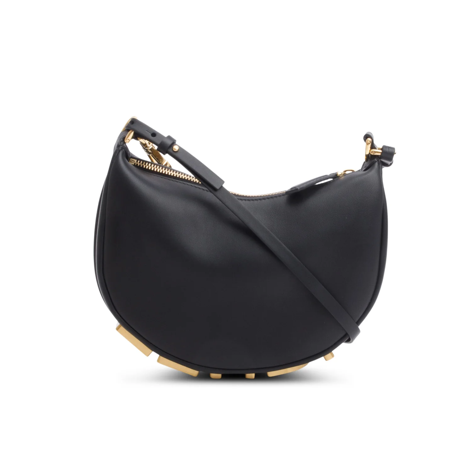 Fendi 2024 Black Vitello Grace Leather Mini Fendigraphy Hobo Bag w/ Box & Strap
