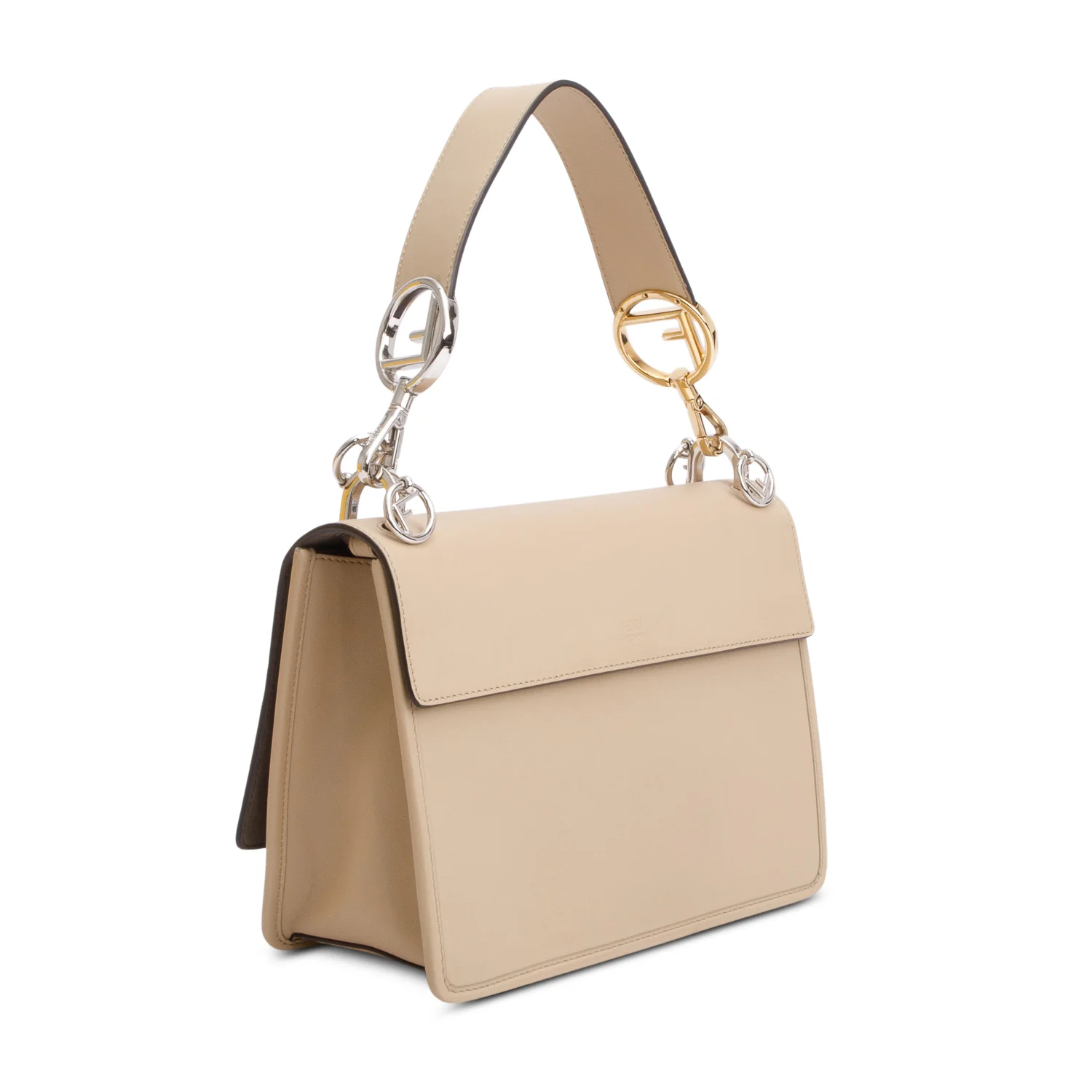 Fendi Beige Calfskin Leather FF Zucca Velvet Medium F is Fendi Kan I Shoulder Bag w/ Straps & Box - Image 7