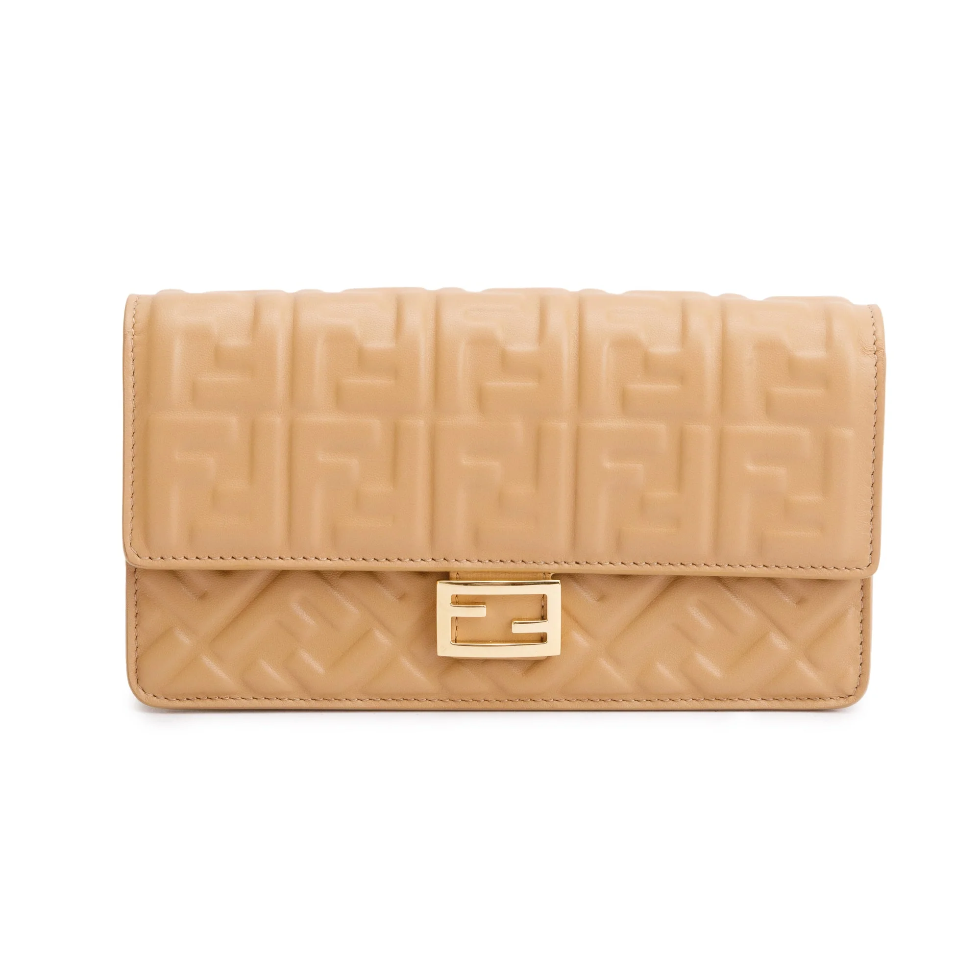 Fendi Beige Leather Baguette Wallet on Chain w/ Box - Image 4
