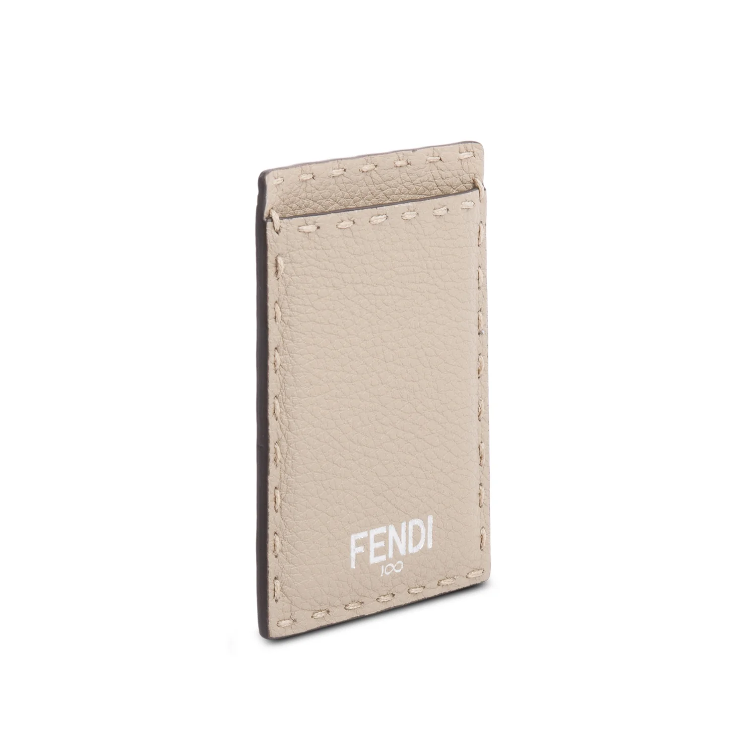 Fendi Beige Selleria Grained Leather Card Holder - Image 2