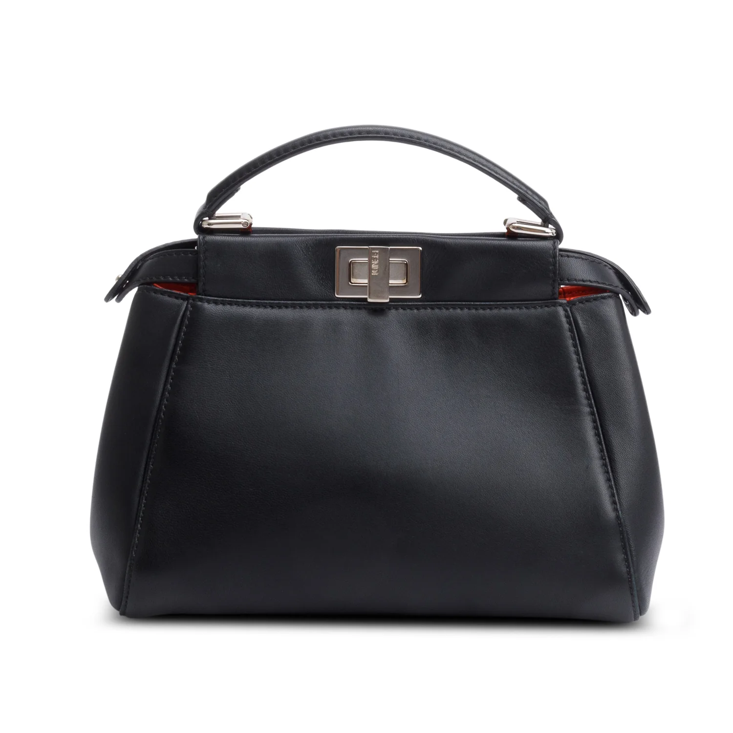 Fendi Black Calfskin Leather Mini Peekaboo Bag w/ Strap - Image 5