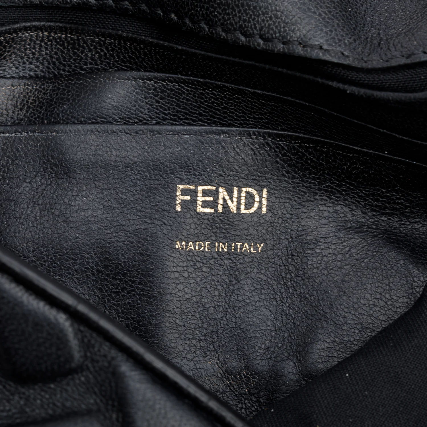 Fendi Black FF Embossed Nappa Leather Mini Be Baguette Bag w/ Straps - Image 7
