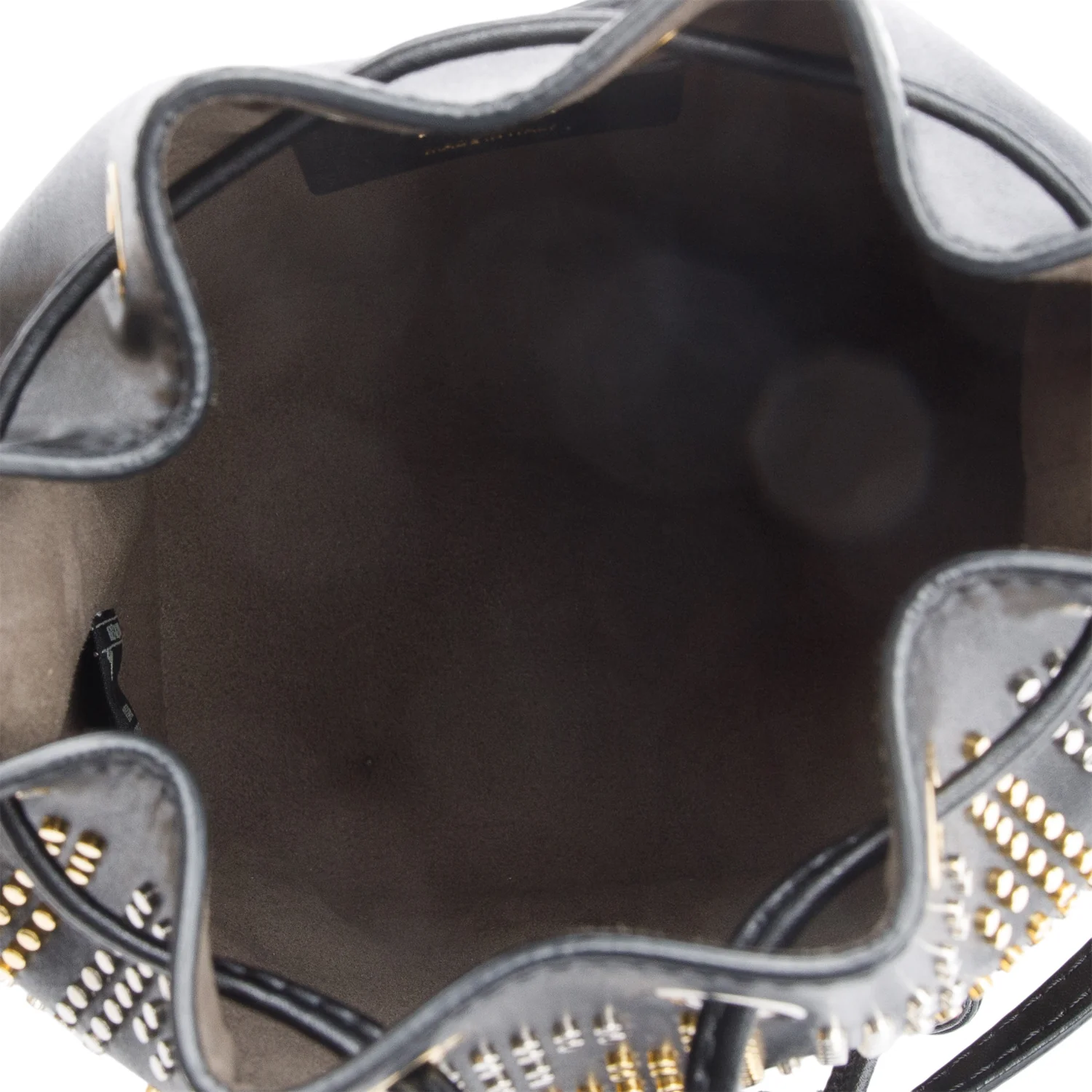 Fendi Black FF Studded Calfskin Leather Mini Mon Tresor Bucket Bag w/ Strap - Image 8