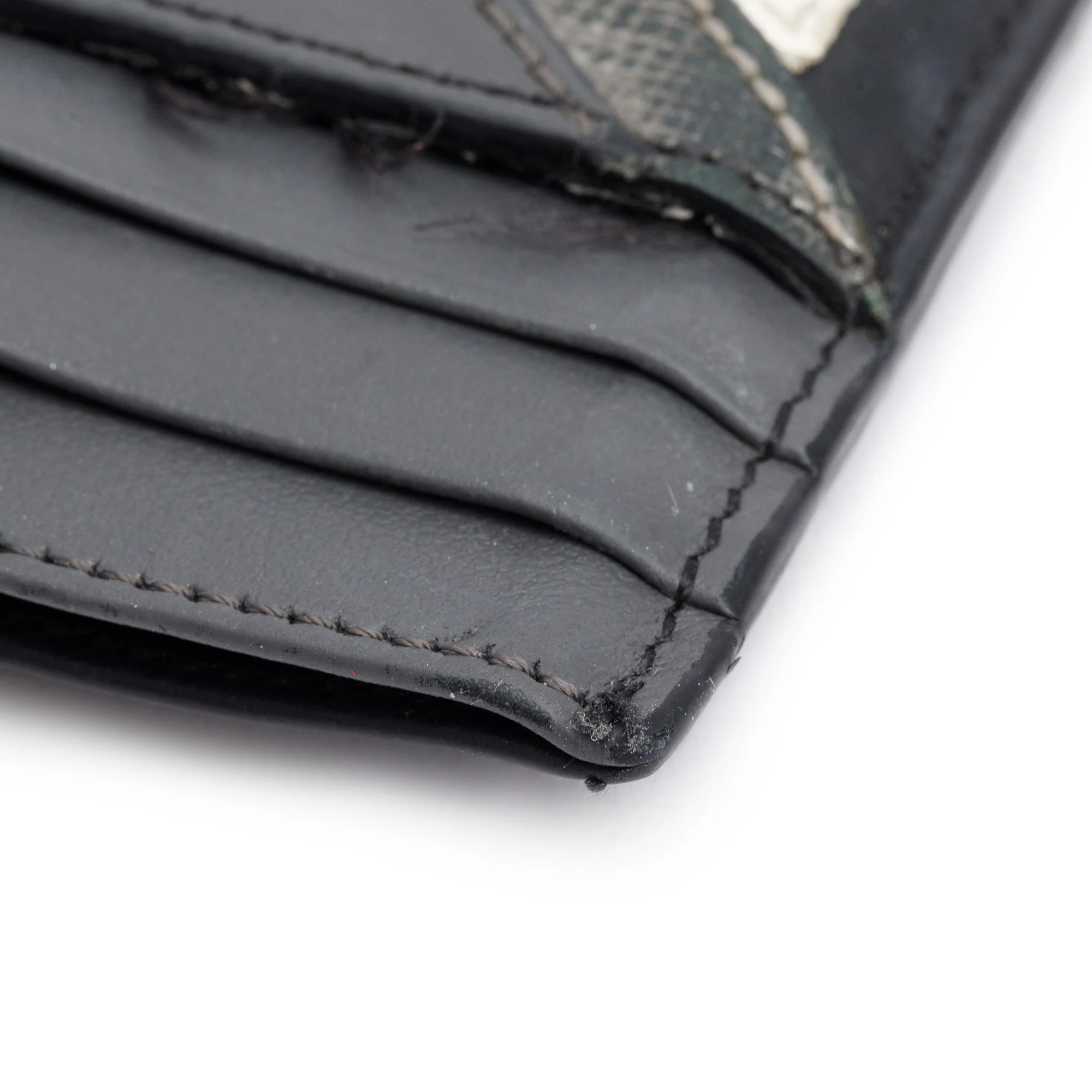 Fendi Black/Grey Leather Monster Motif Card Case - Image 5