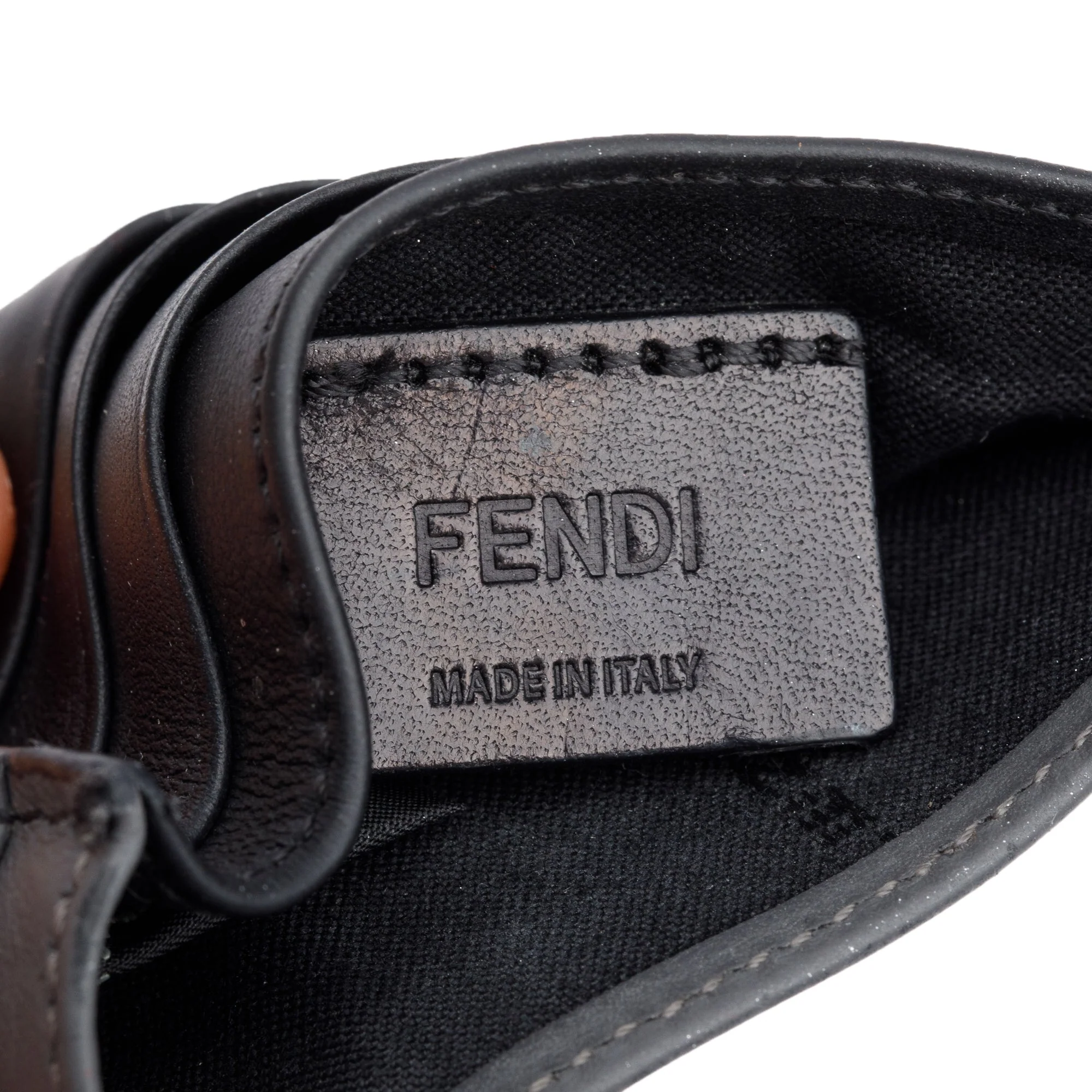 Fendi Black/Grey Leather Monster Motif Card Case - Image 8