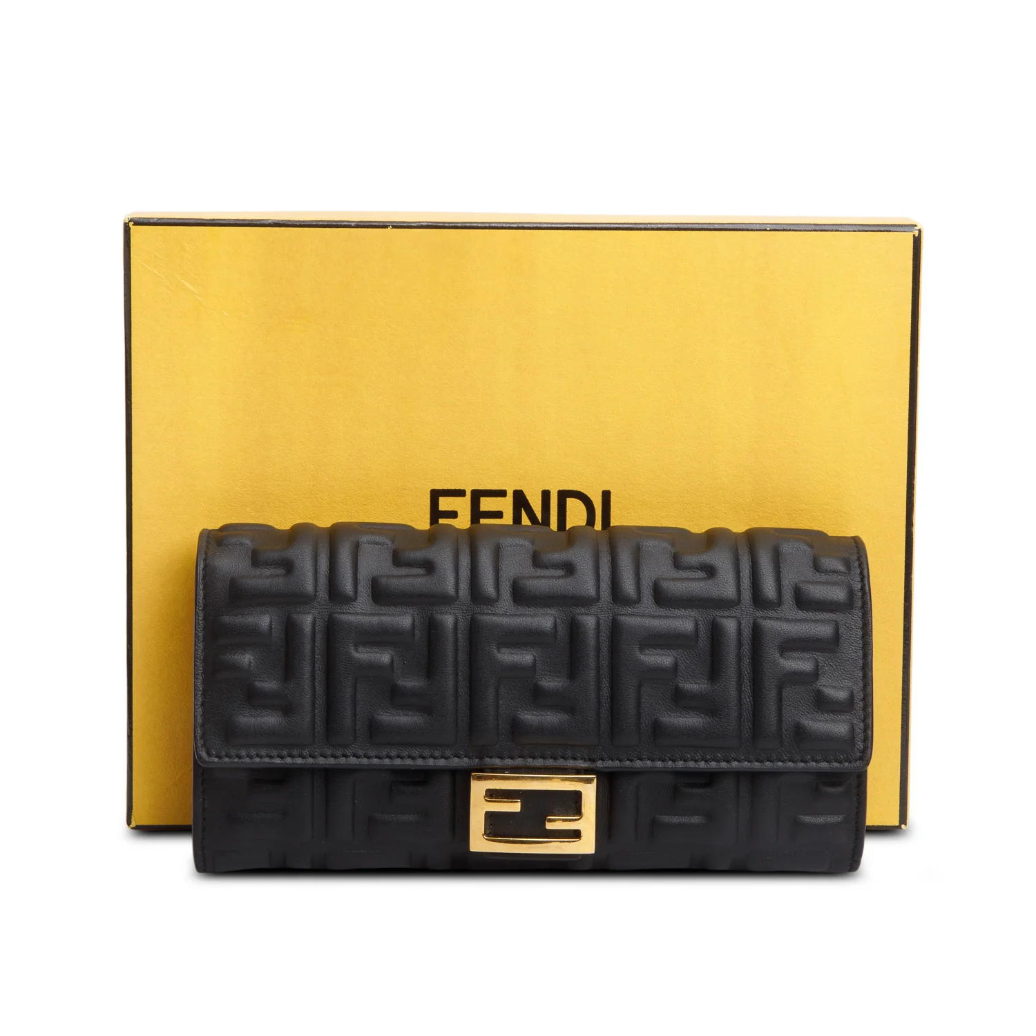 Fendi Black Nappa Mattisse FF Embossed Continental Wallet w/ Box - Image 2