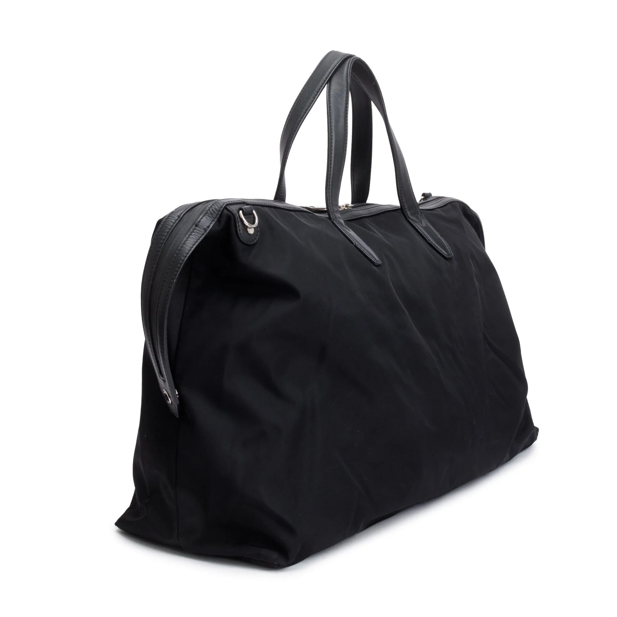 Fendi Black Nylon Leather Trim Vocabulary Duffle Bag w/ Strap - Image 4
