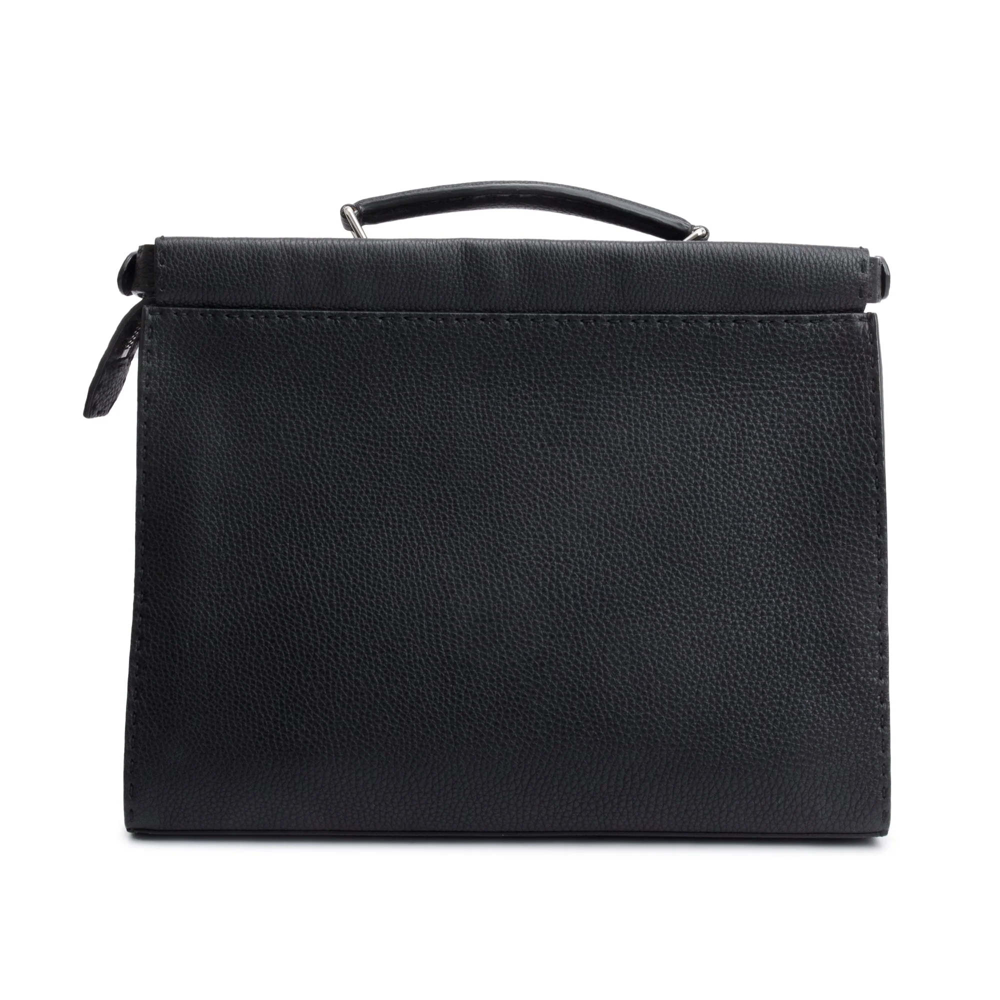 Fendi Black Selleria Leather Monster Peekaboo ISeeU Medium Briefcase w/ Strap - Image 3