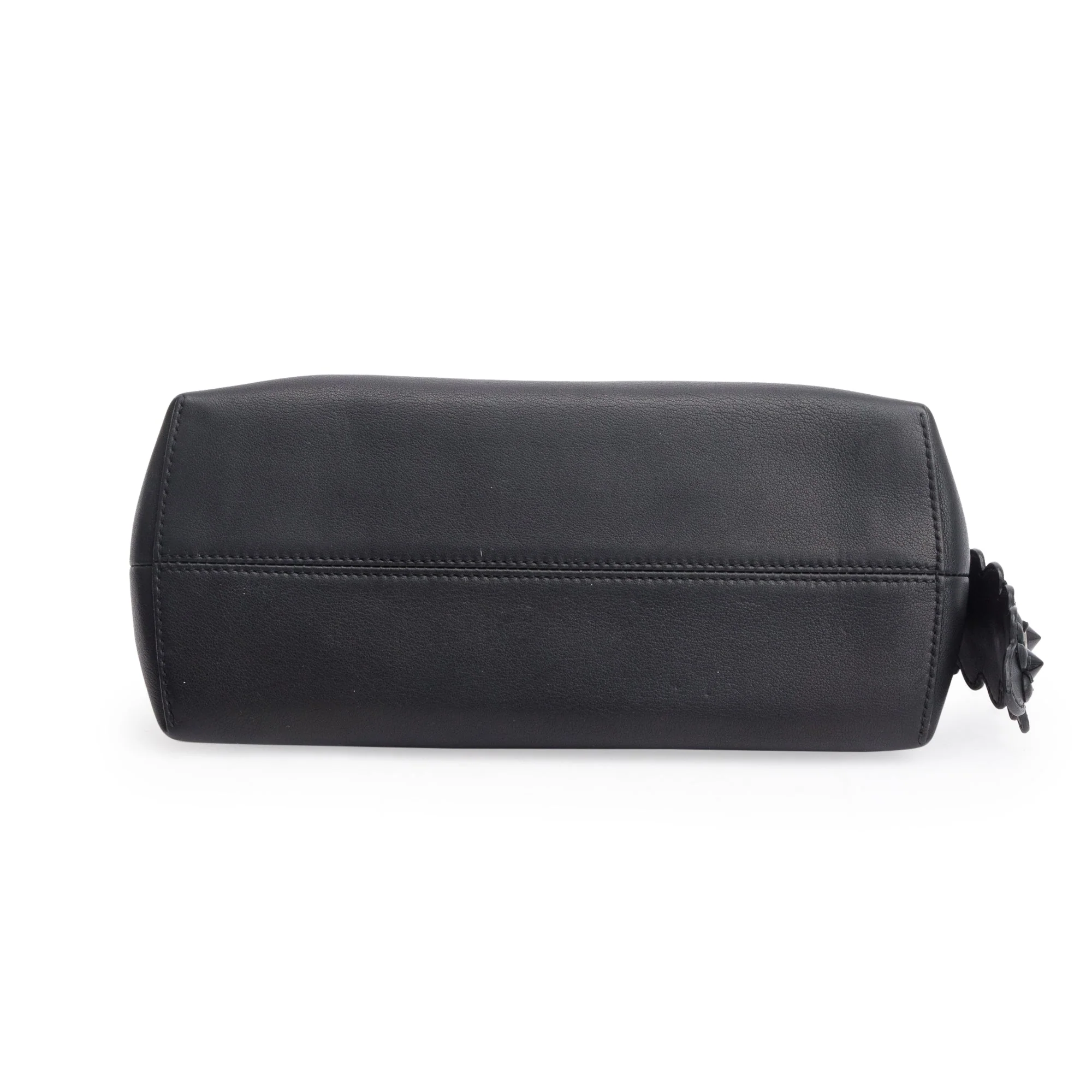 Fendi Black Vitello Dolce Flowerland Small By the Way Boston Bag w/ Flowerland Strap - Image 7
