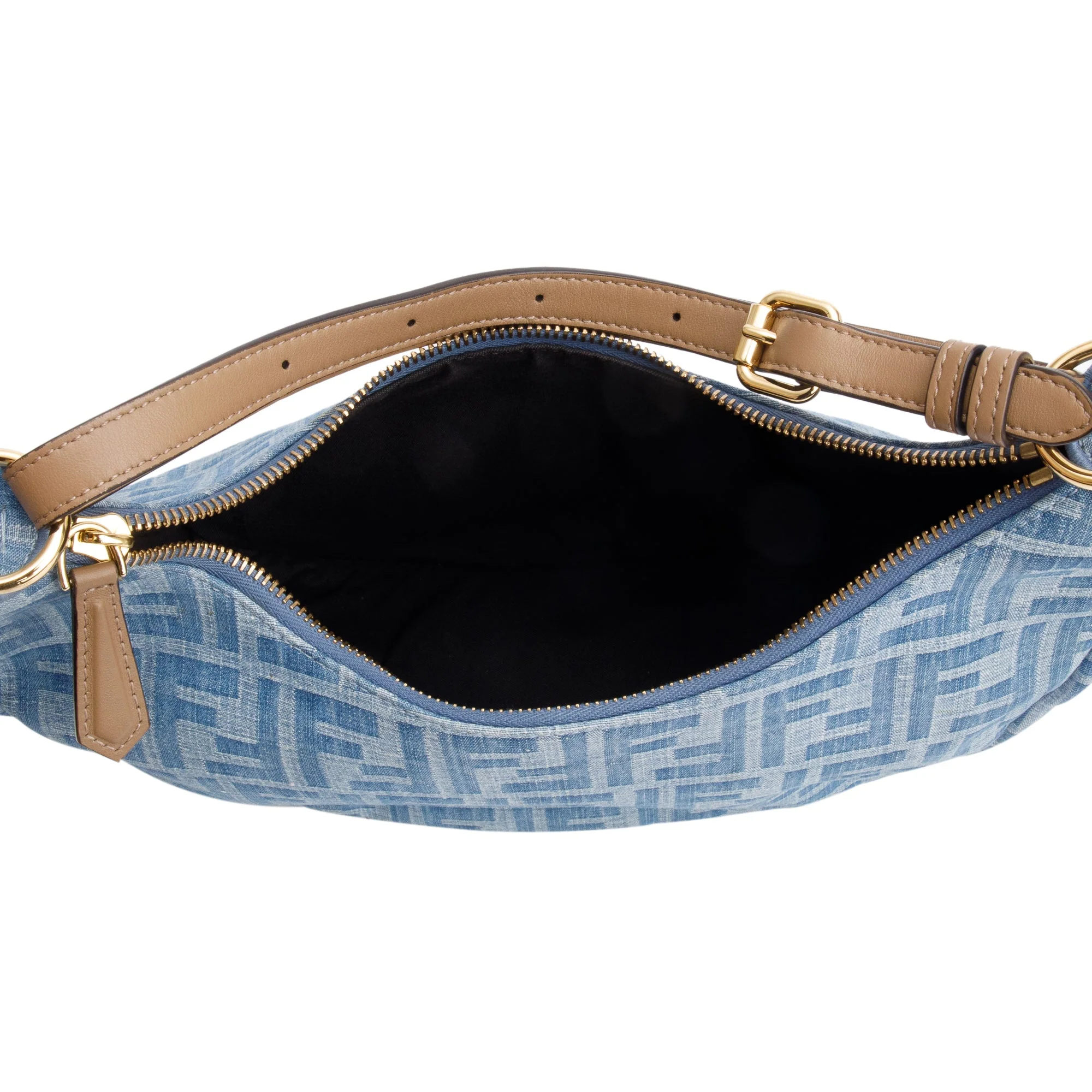 Fendi Blue FF Denim Small Fendigraphy Bag - Image 6