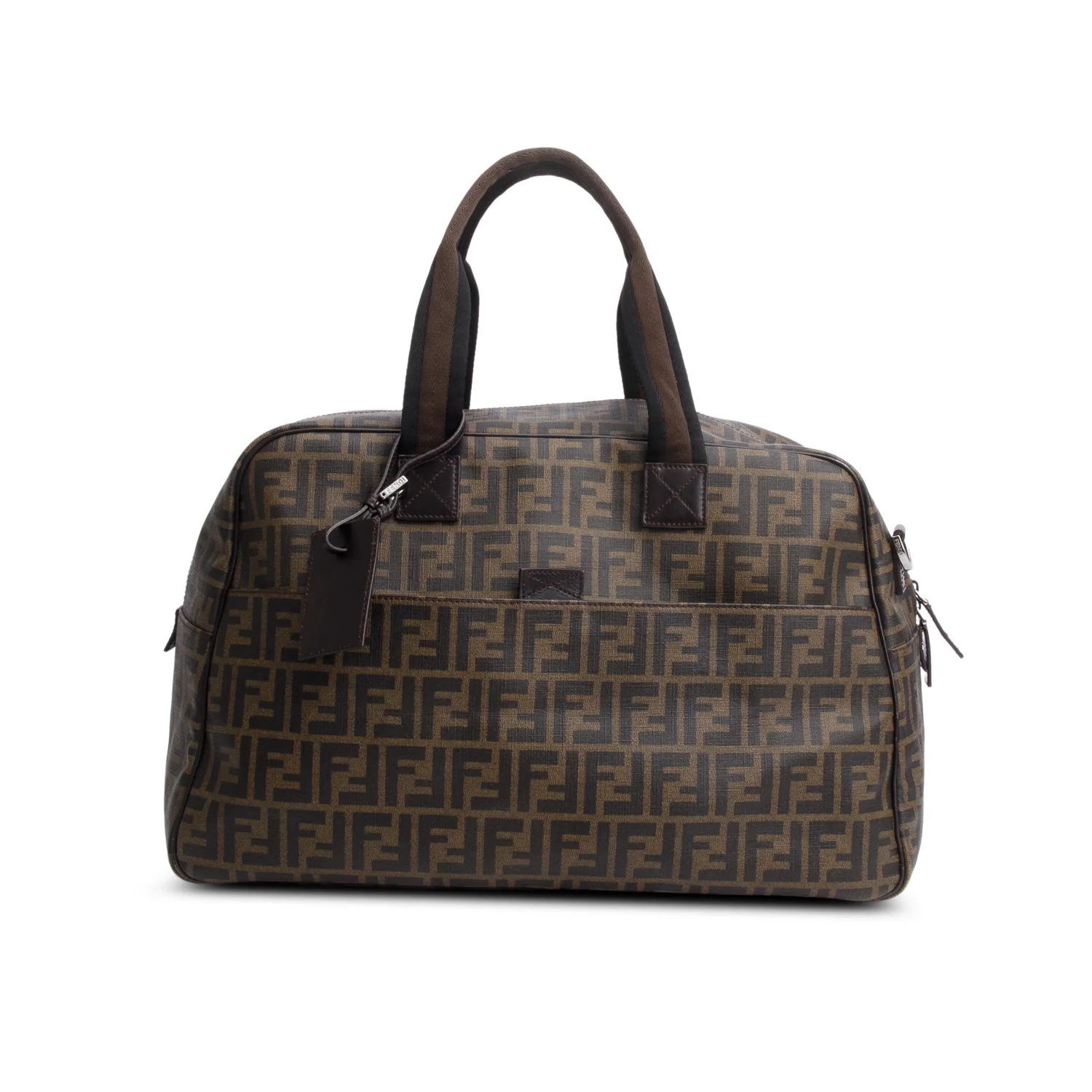 Fendi Brown FF Zucca Coated Canvas Duffle Bag w/ Strap - Image 3