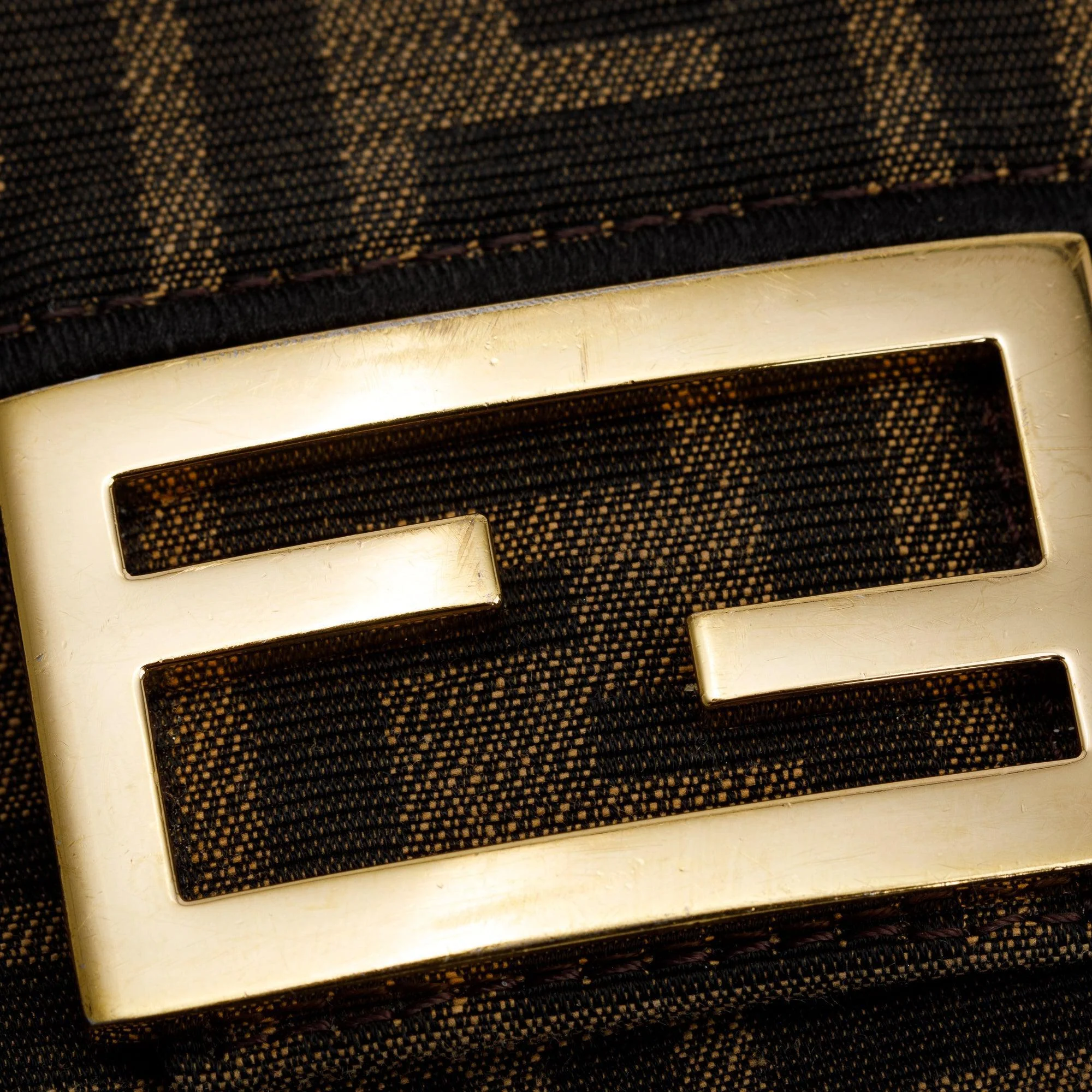 Fendi Brown FF Zucca Mini Be Baguette Chain Crossbody - Image 11