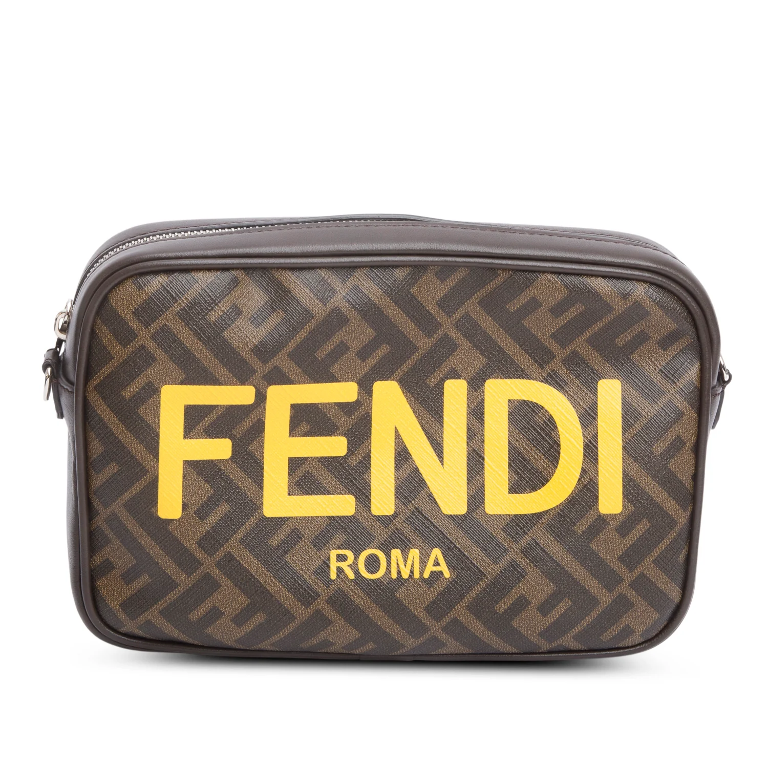 Fendi Brown Leather FF Zucca Canvas Camera Case Bag w/ Box & Receipt - Image 3