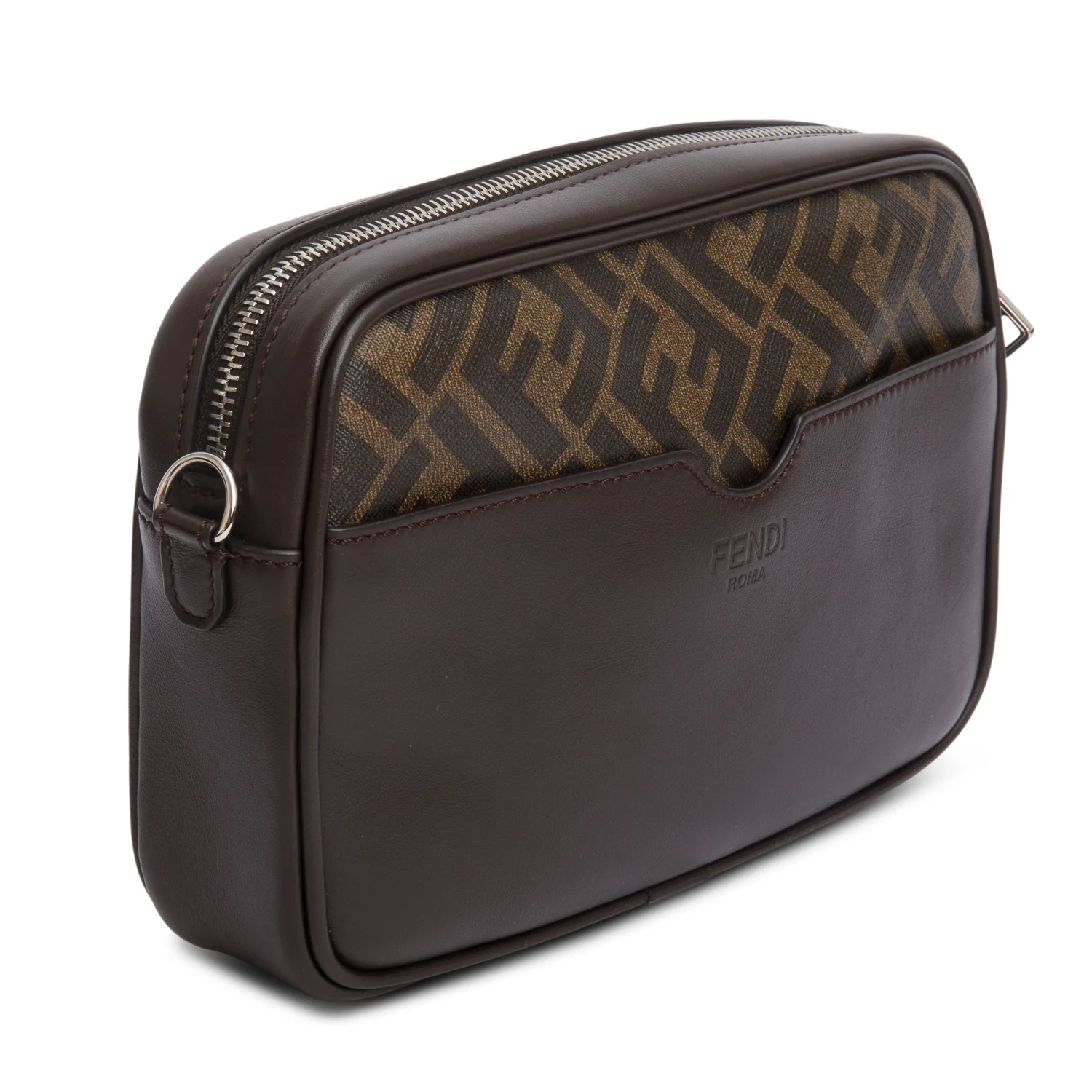 Fendi Brown Leather FF Zucca Canvas Camera Case Bag w/ Box & Receipt - Image 6