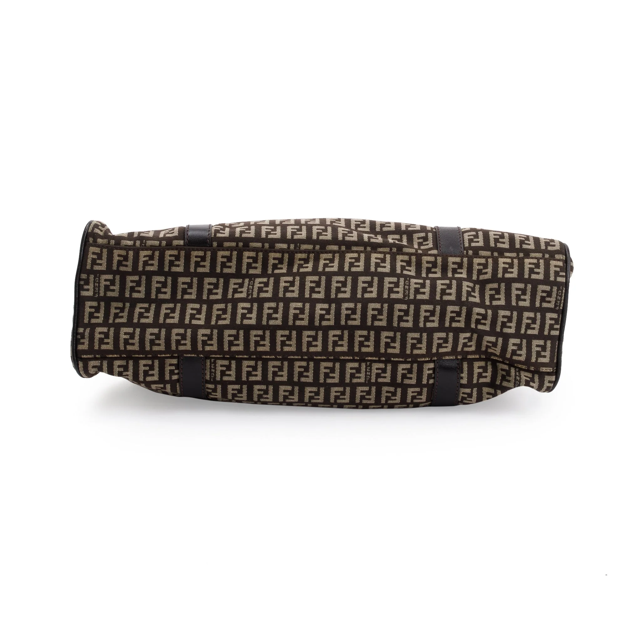 Fendi Brown Leather-Trimmed Zucchino Shoulder Bag - Image 5