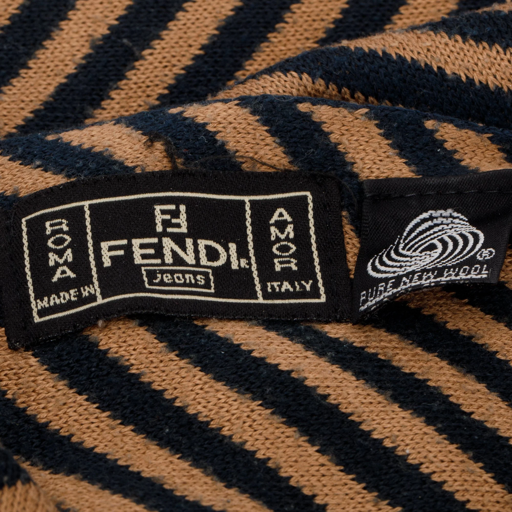 Fendi Brown Wool Zucca FF Logo Scarf - Image 3