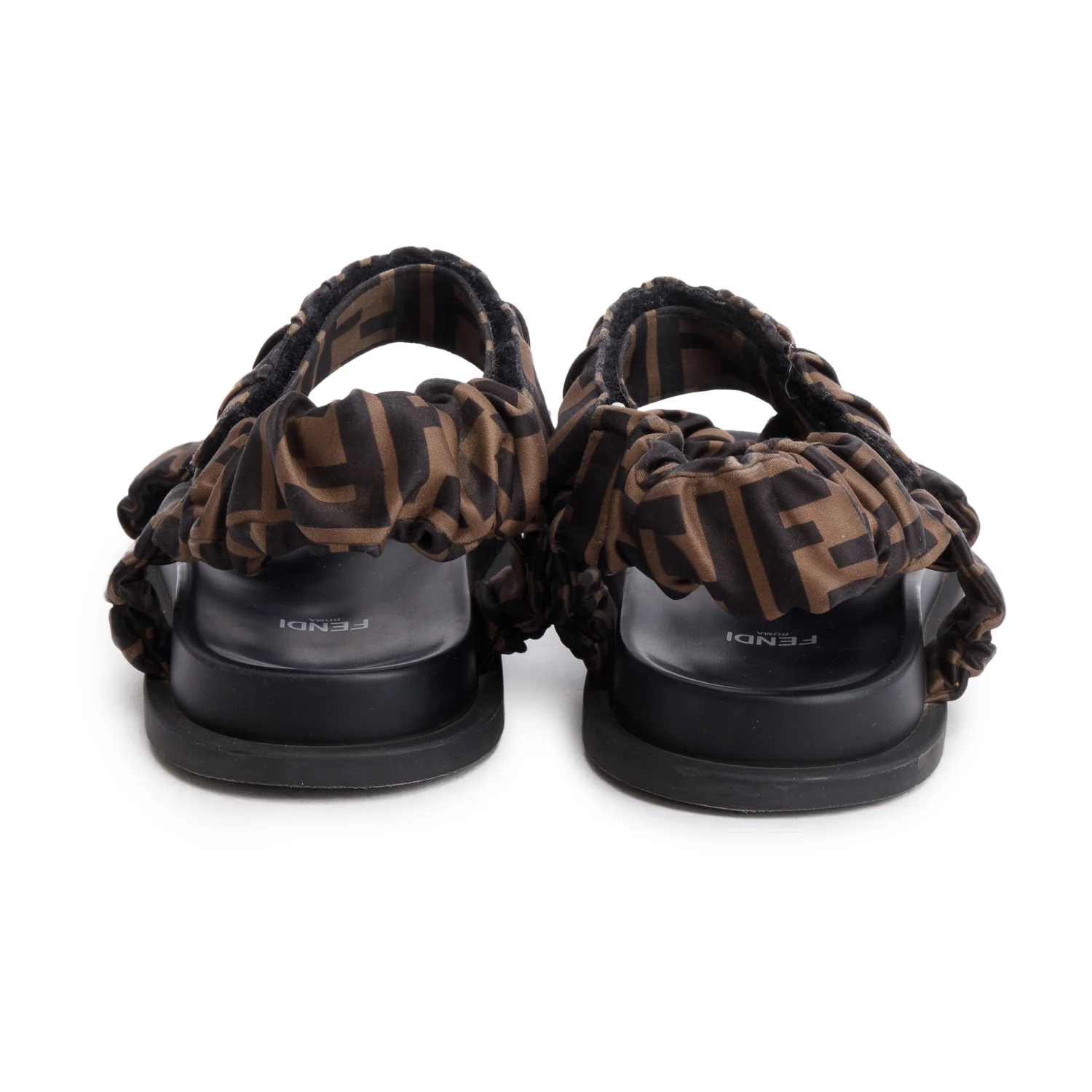 Fendi Brown Zucca Fendi Feel Satin Sandals, Size 37 - Image 4