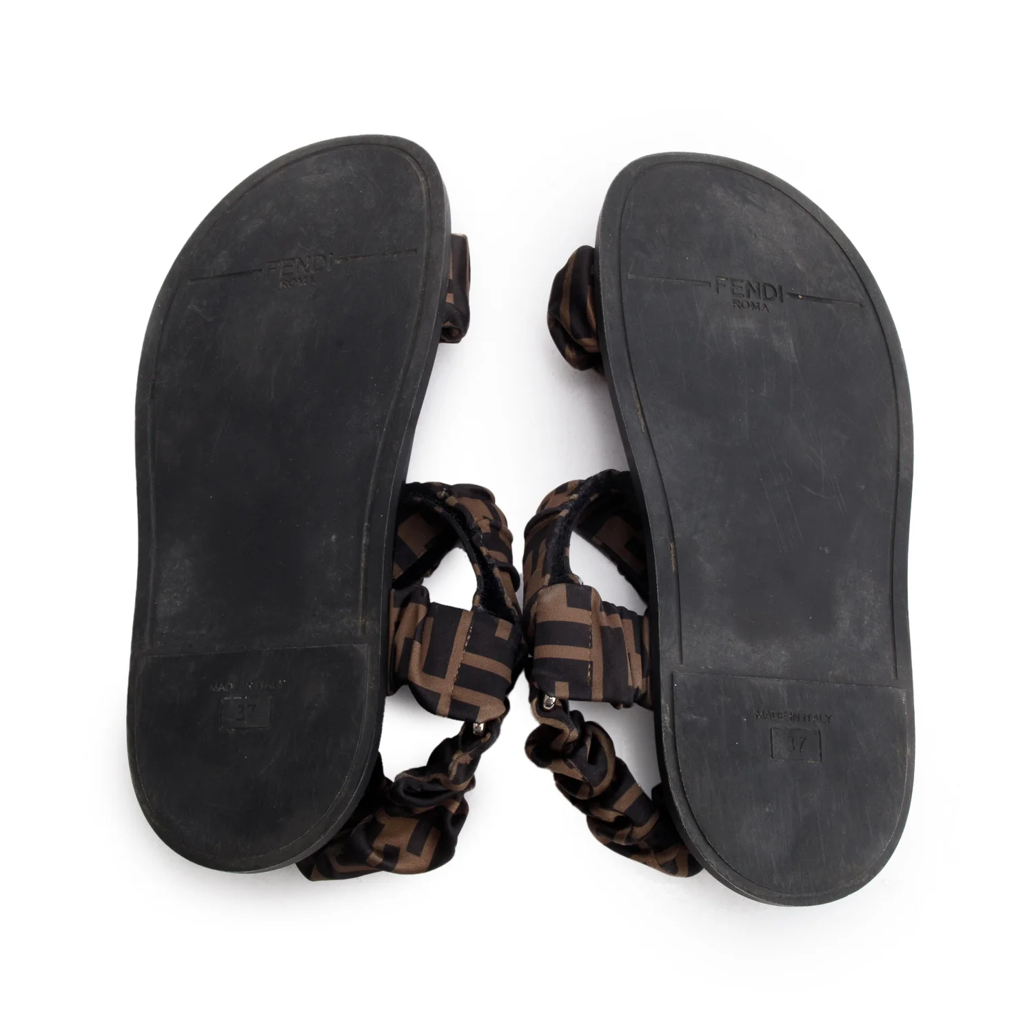 Fendi Brown Zucca Fendi Feel Satin Sandals, Size 37 - Image 5