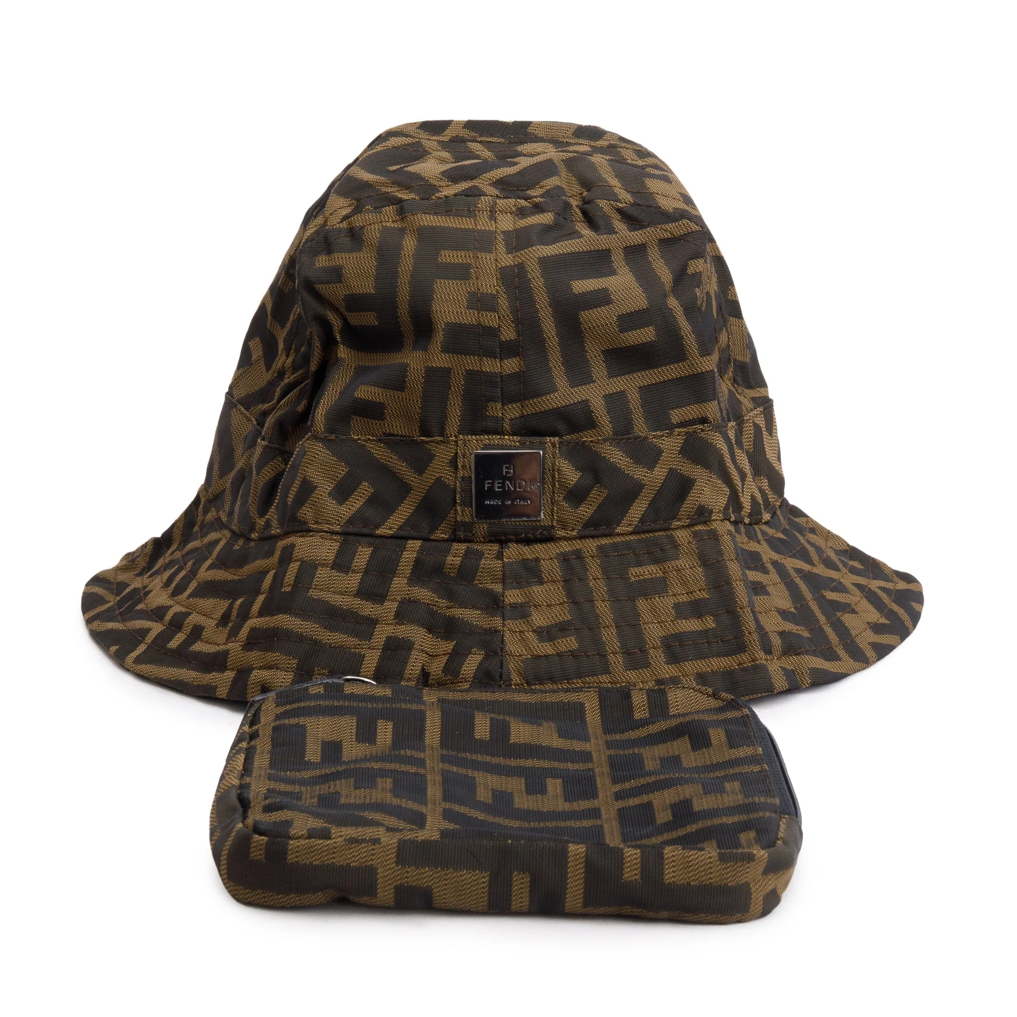 Fendi Brown Zucca FF Canvas Bucket Hat, Size S w/ Pouch - Image 2
