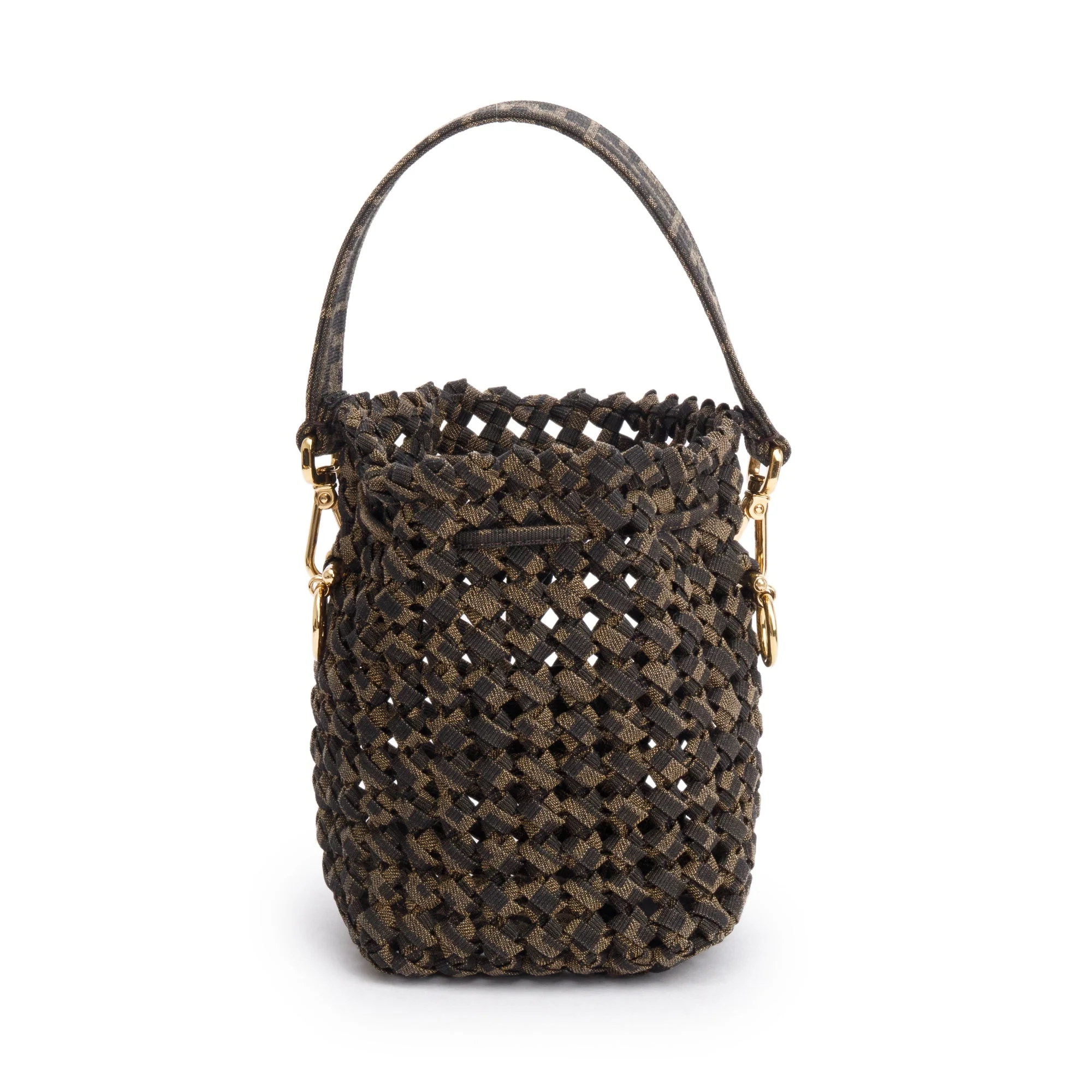 Fendi Brown Zucca Interlace Canvas Mini Mon Tresor Bucket Bag w/ Strap - Image 5