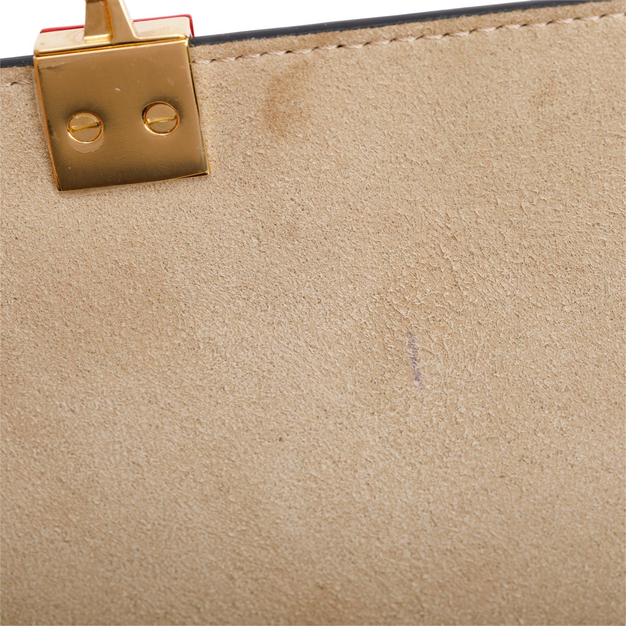 Fendi FF Embossed & Black Calfskin Leather Small Kan I Shoulder Bag - Image 8