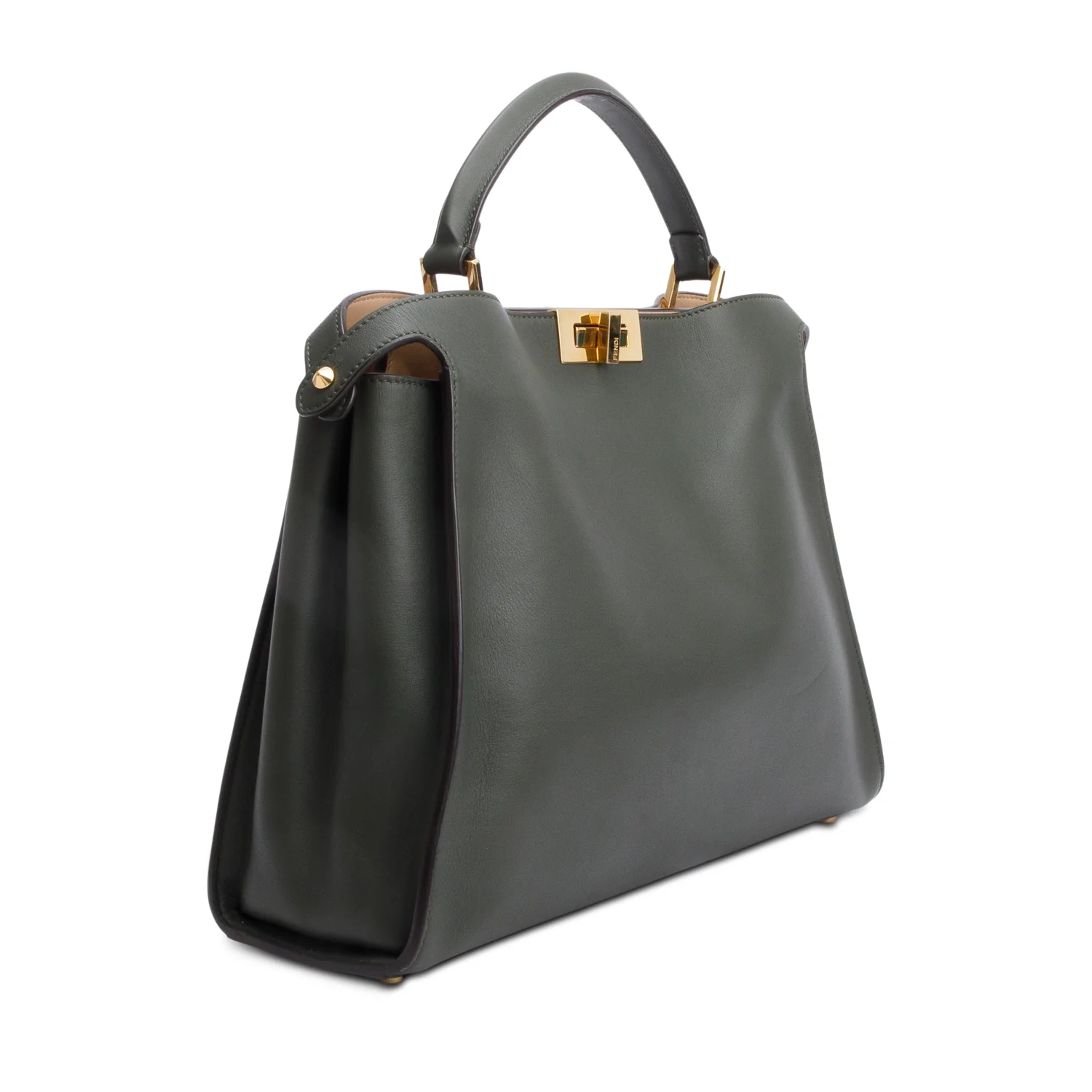Fendi Green Soft Calfskin Leather Large Peekaboo Bag w/ Strap - Image 4