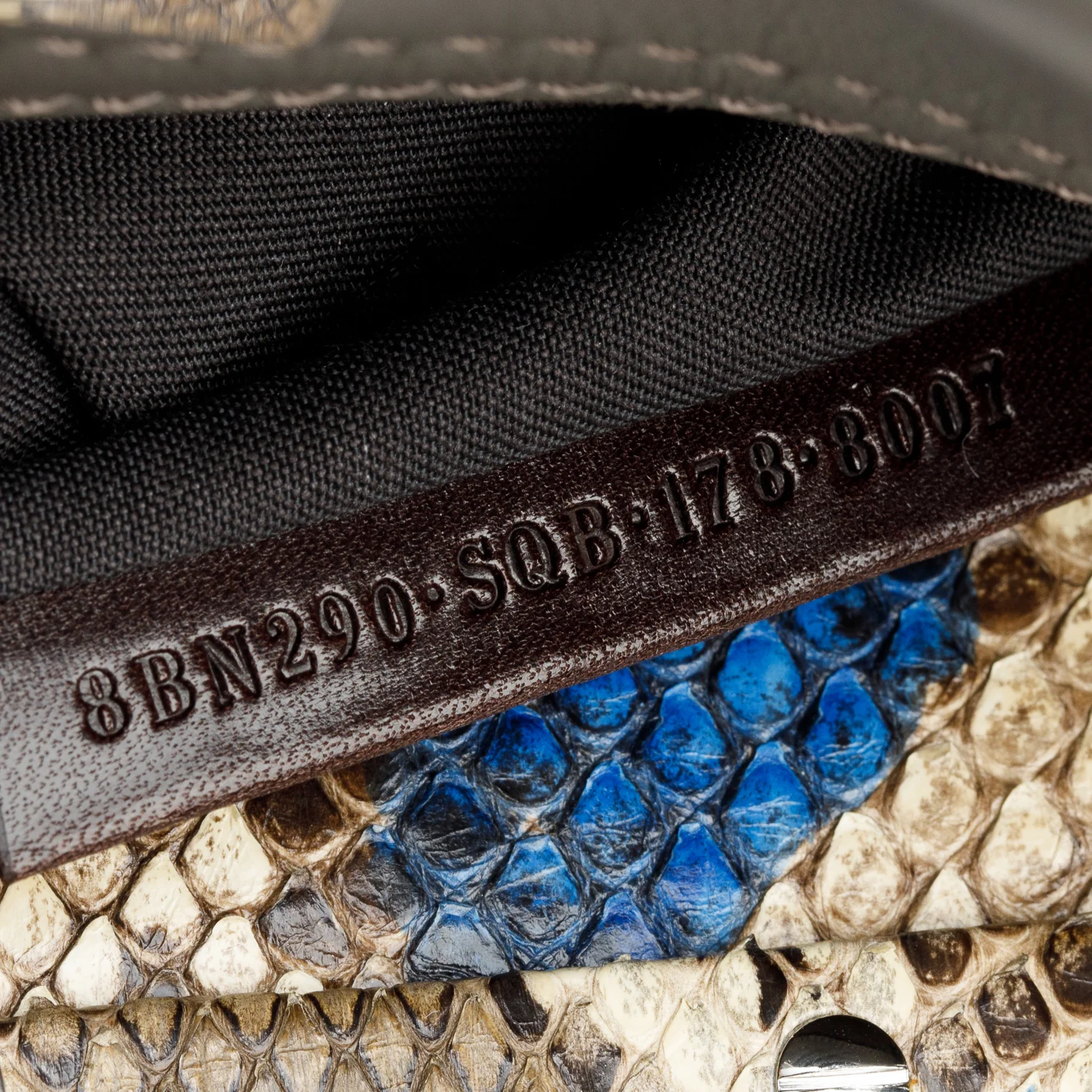 Fendi Grey Calfskin Leather Python Trim Medium Peekaboo Bag w/ Strap - Image 10