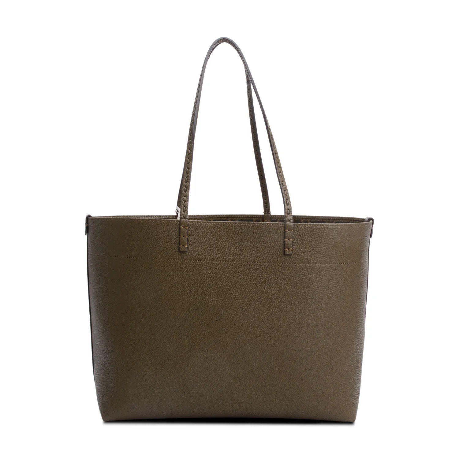 Fendi Grey Leather Medium Selleria Roll Tote - Image 3