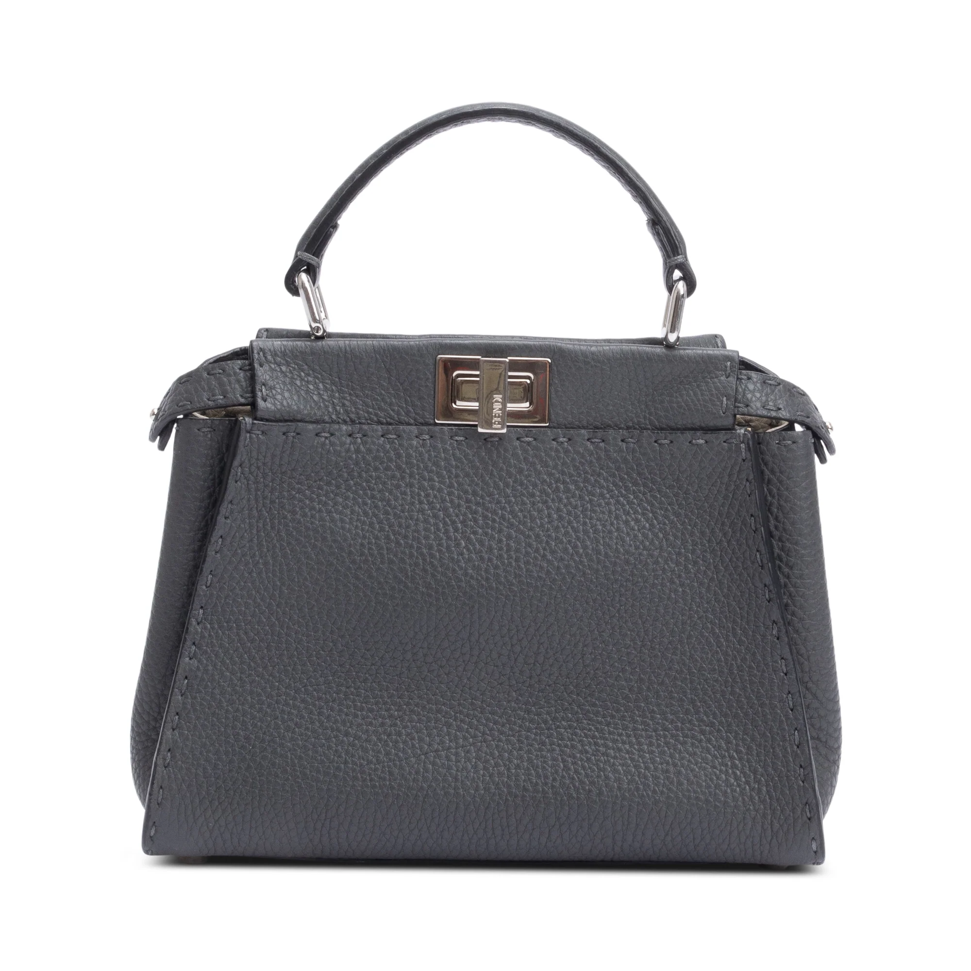 Fendi Grey Romano Selleria Mini Peekaboo Bag w/ Strap - Image 3