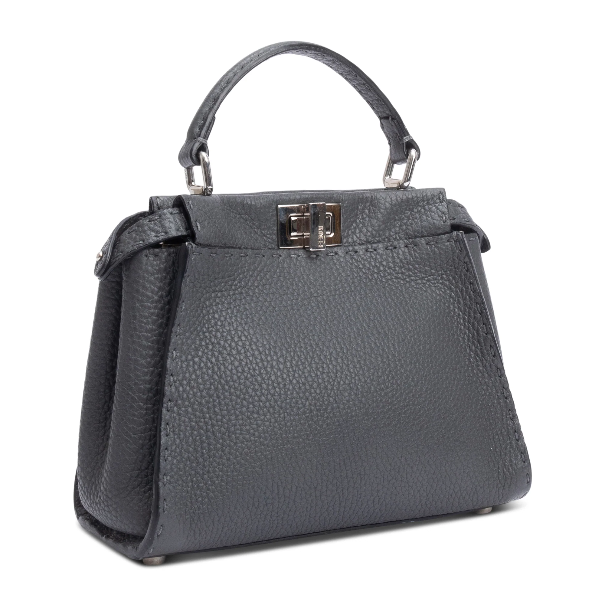 Fendi Grey Romano Selleria Mini Peekaboo Bag w/ Strap - Image 6